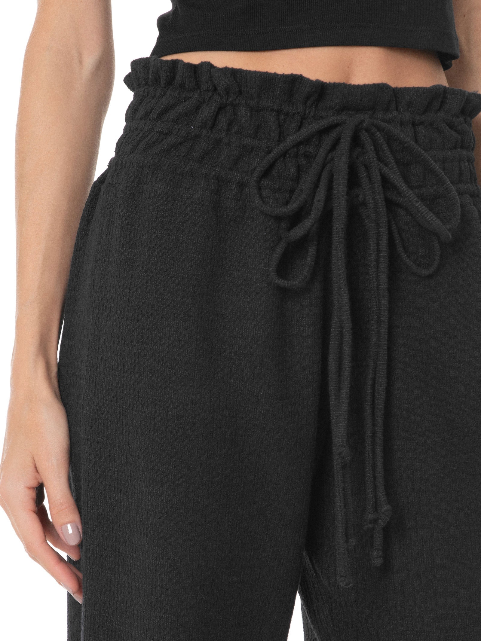 Calça Feminina Com Cós Triplo Preto Market 33