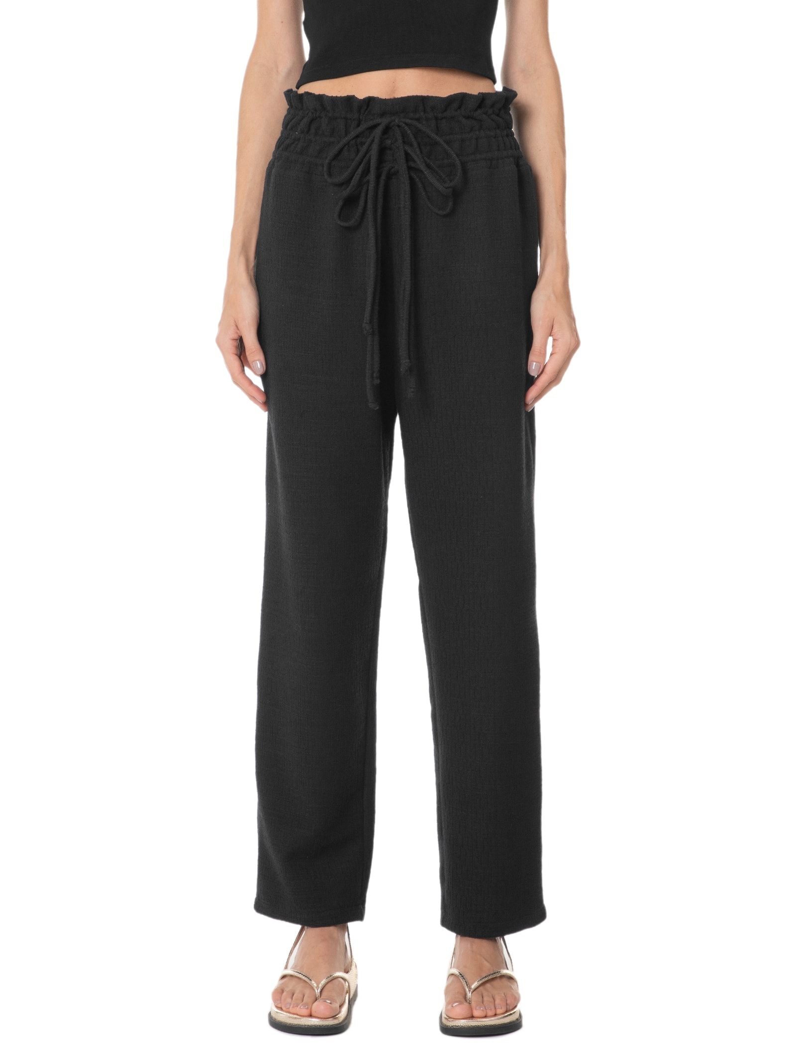 Calça Feminina Com Cós Triplo Preto Market 33
