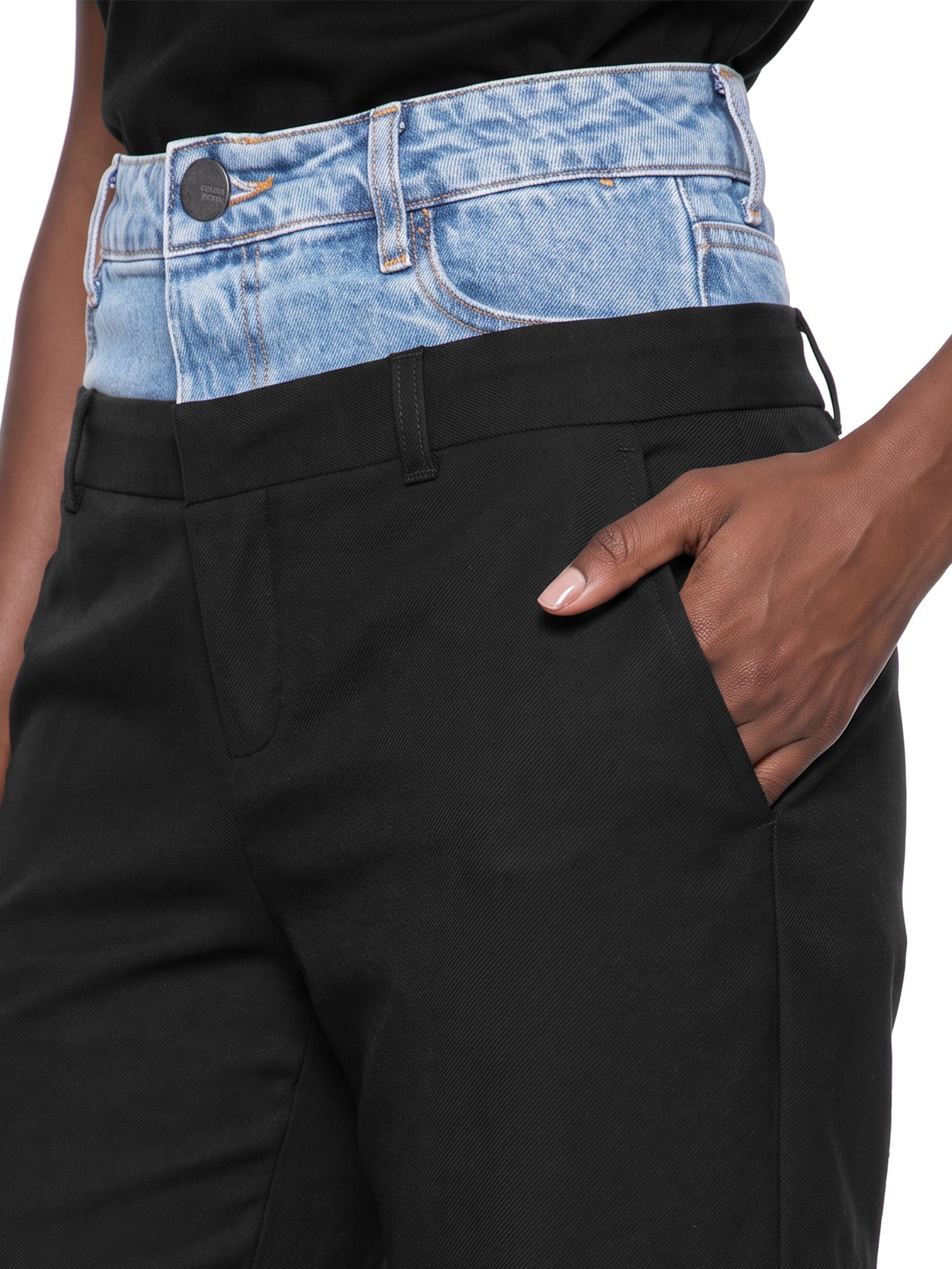 Calça Feminina Com Detalhe Jeans Preto Colcci