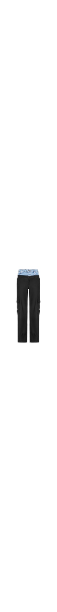Calça Feminina Com Detalhe Jeans - Preto
