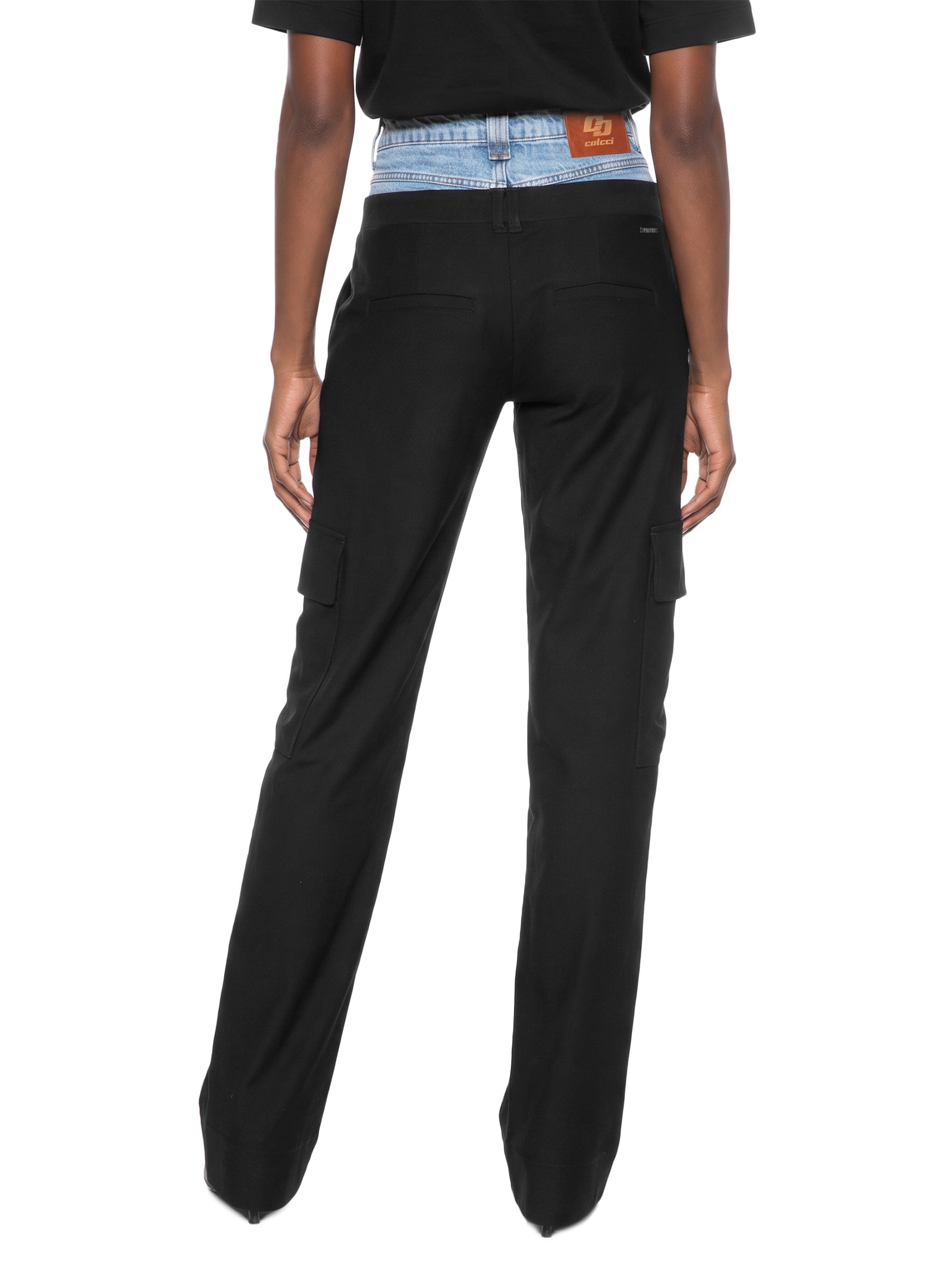 Calça Feminina Com Detalhe Jeans Preto Colcci