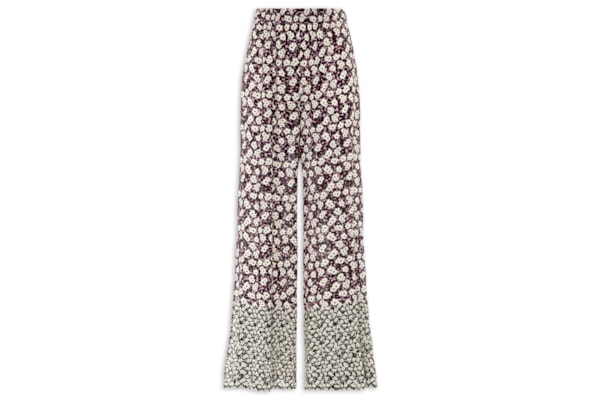 Calça Feminina Com Fenda Estampada - Roxo