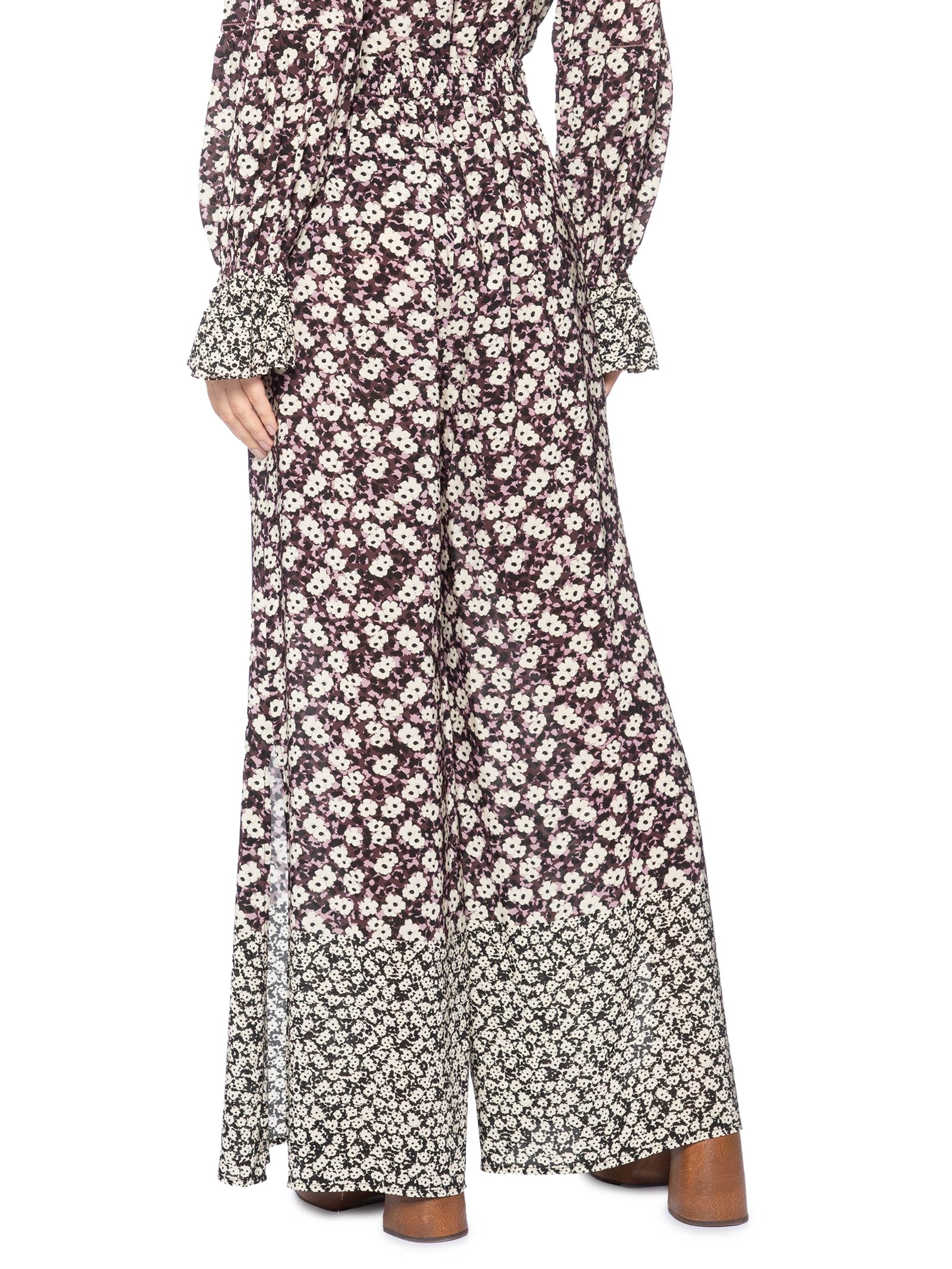 Calça Feminina Com Fenda Estampada Roxo Animale