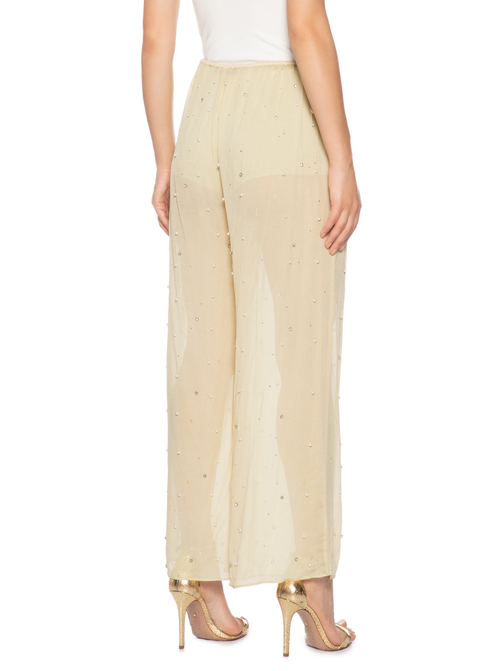 Calça Feminina Com Pérolas E Brilhos Bege Animale