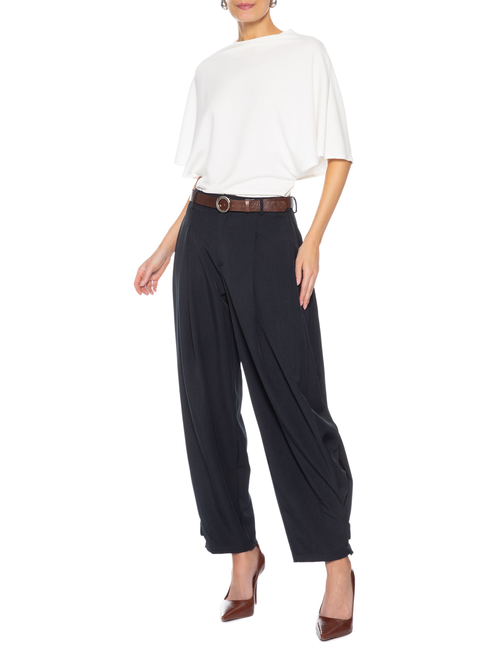 Calça Feminina Com Pregas Azul '2Essential