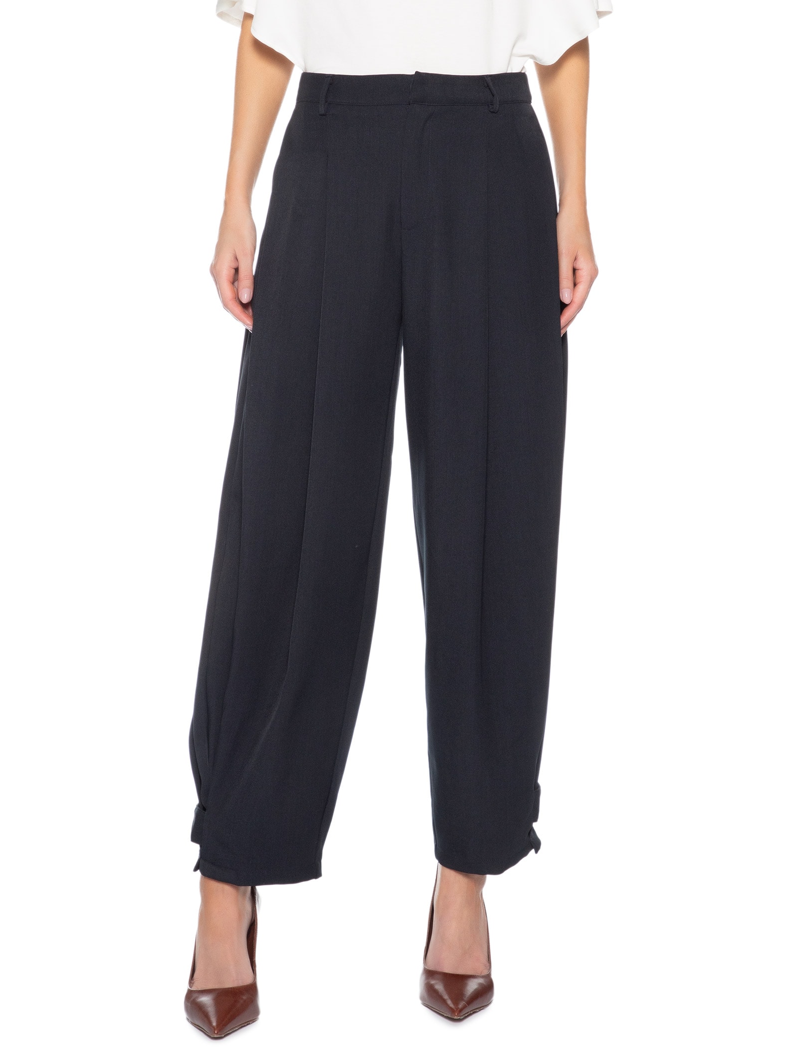 Calça Feminina Com Pregas Azul '2Essential