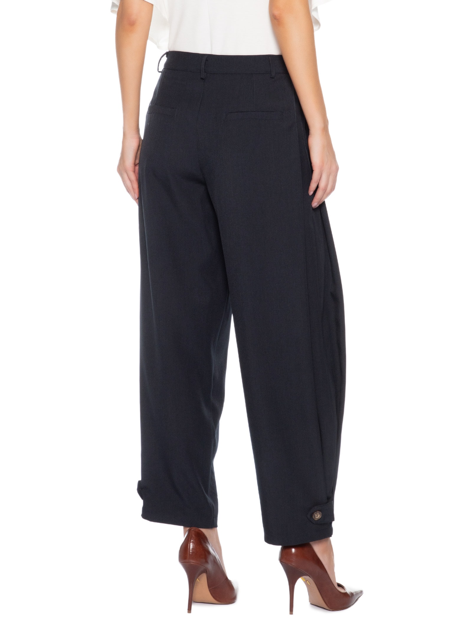 Calça Feminina Com Pregas Azul '2Essential