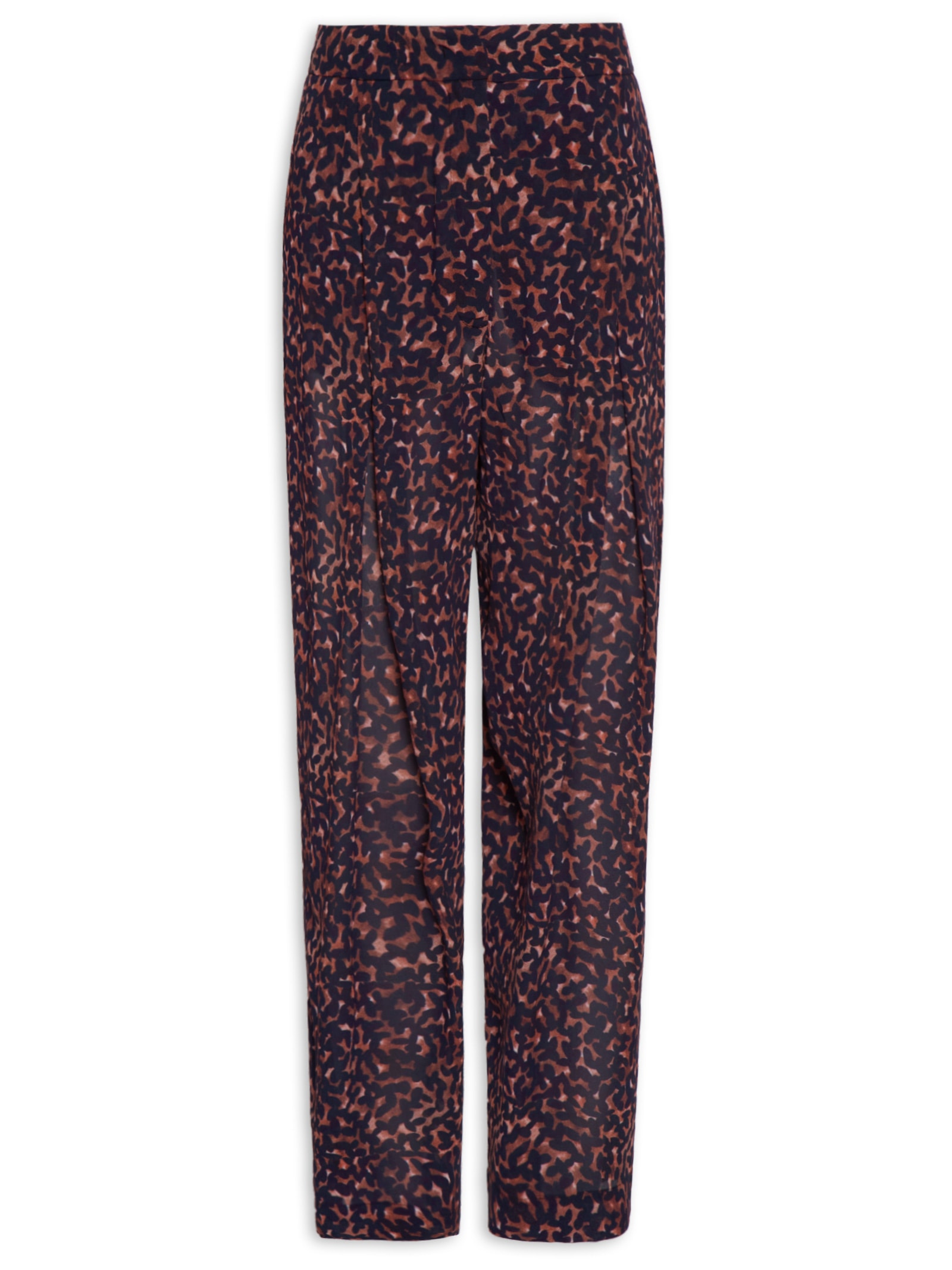Calça Feminina Com Pregas Estampada Marrom Animale