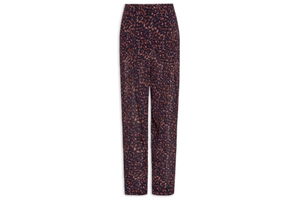 Calça Feminina Com Pregas Estampada - Marrom