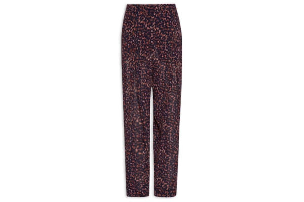 Calça Feminina Com Pregas Estampada - Marrom