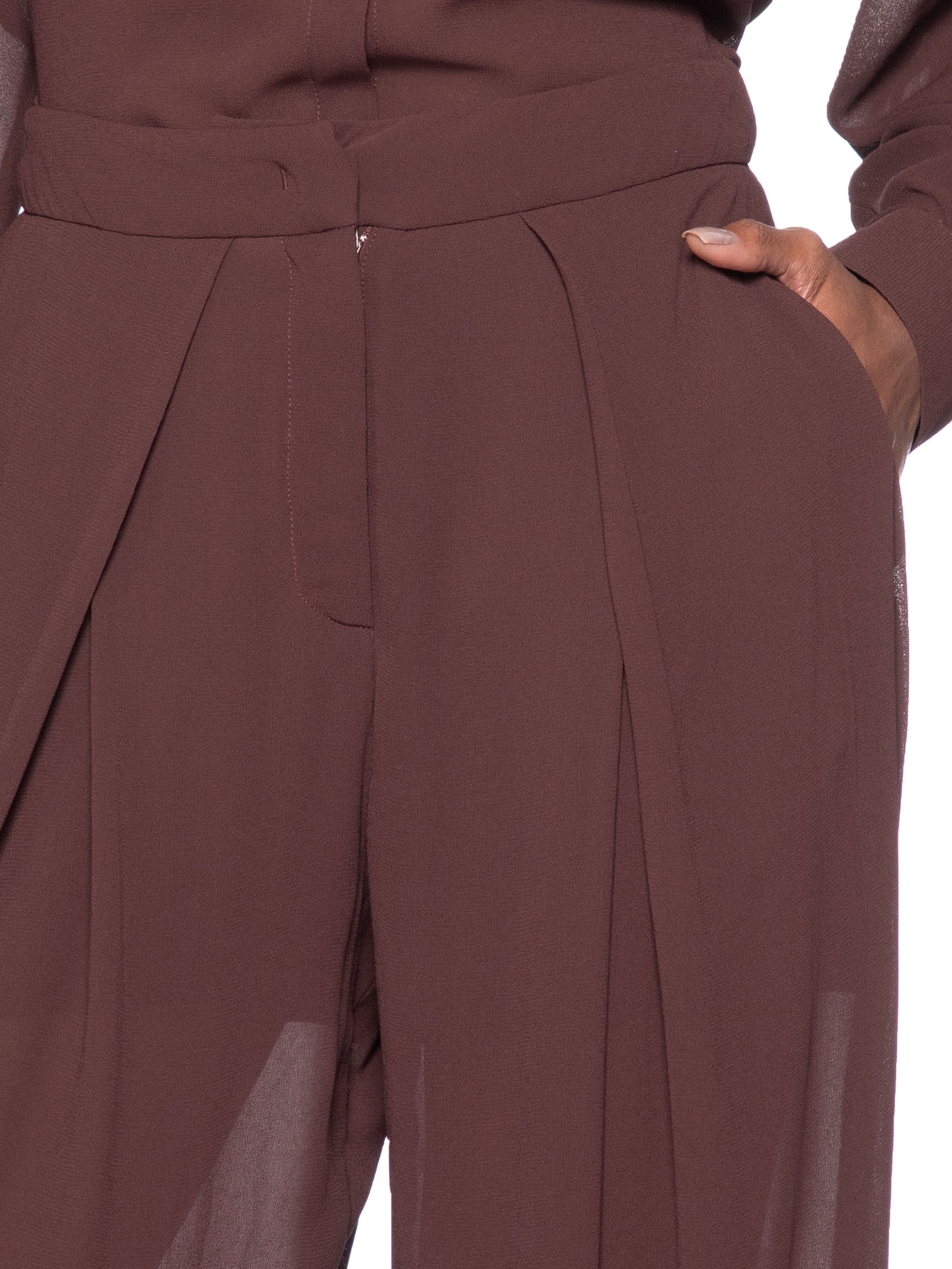 Calça Feminina Com Pregas Marrom Animale