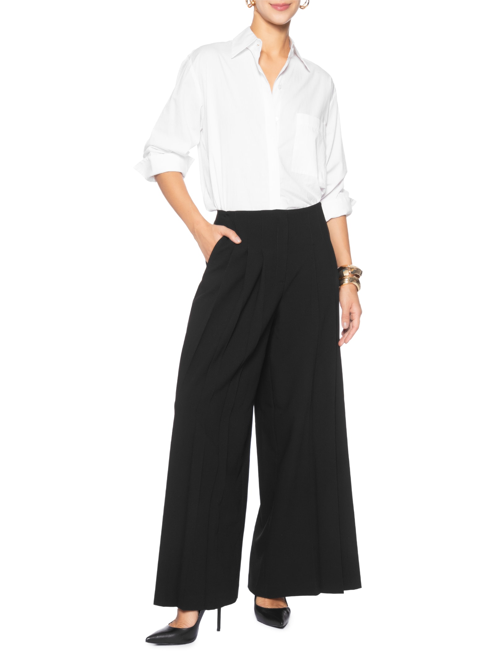 Calça Feminina Com Pregas Na Frente Preto Animale