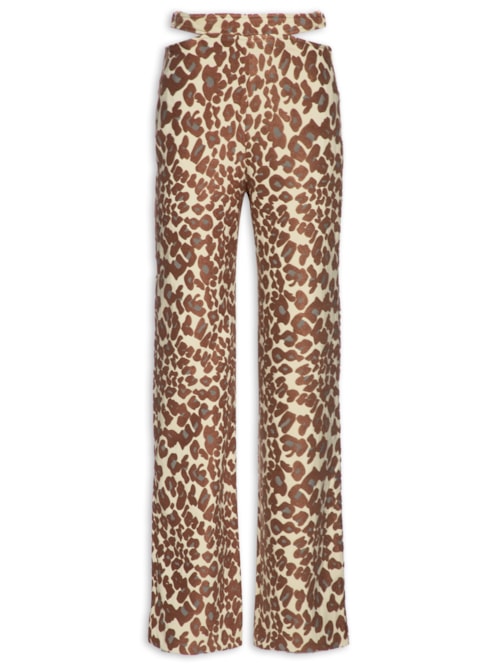 Calça Feminina Com Recorte Lateral – Animal Print