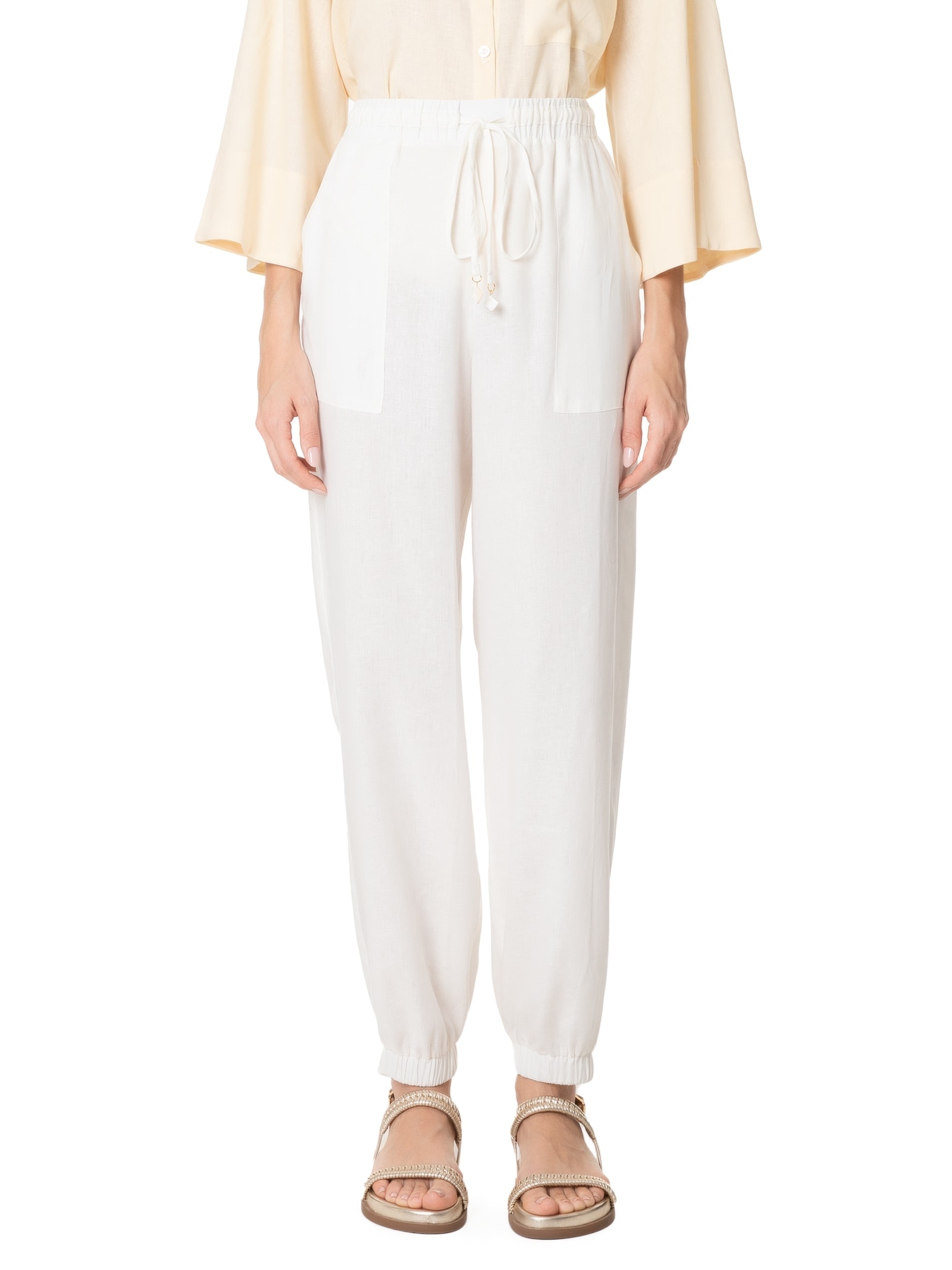 Calça Feminina Cordão Cintura Branco Dress To