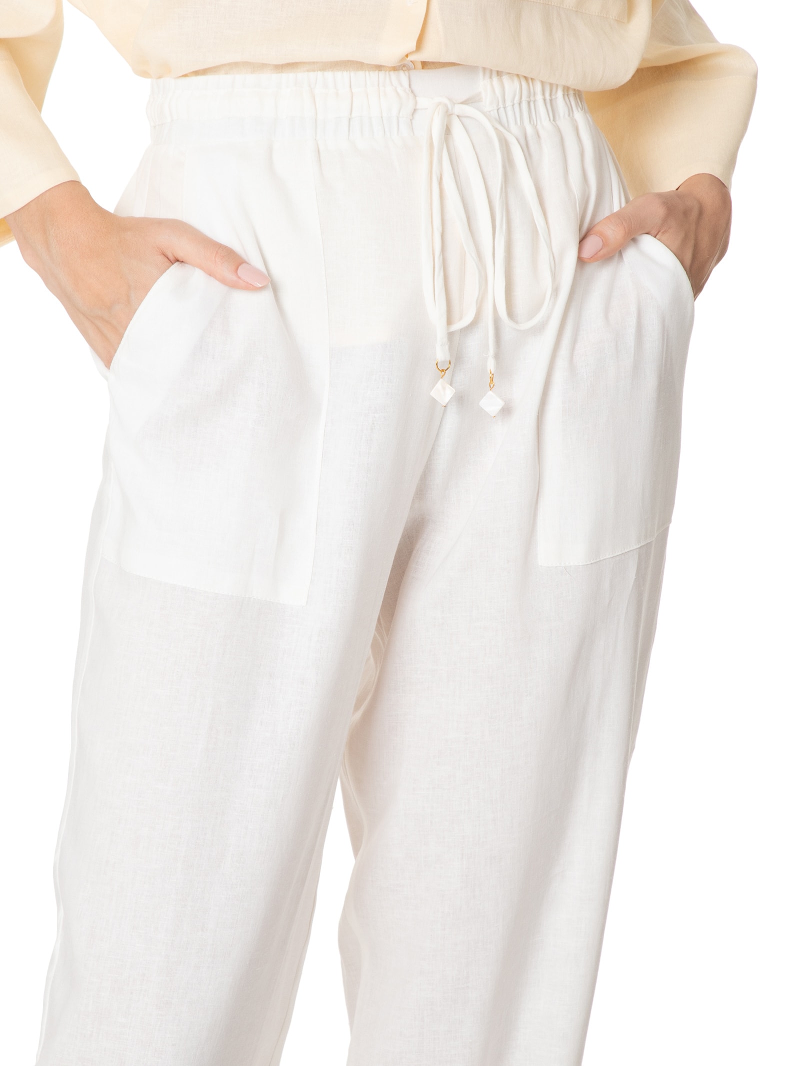 Calça Feminina Cordão Cintura Branco Dress To