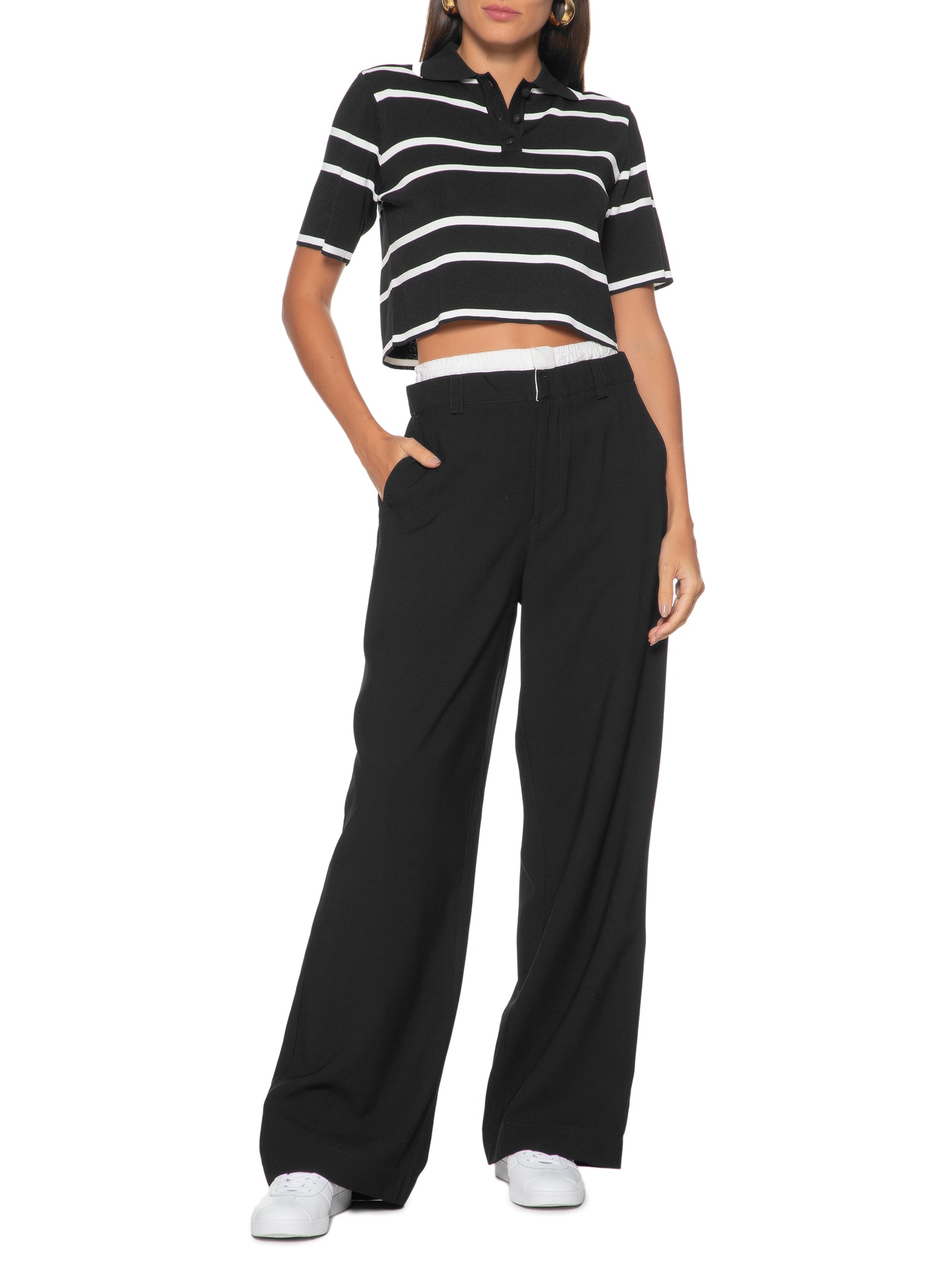 Calça Feminina Cós Duplo Dzarm Preto