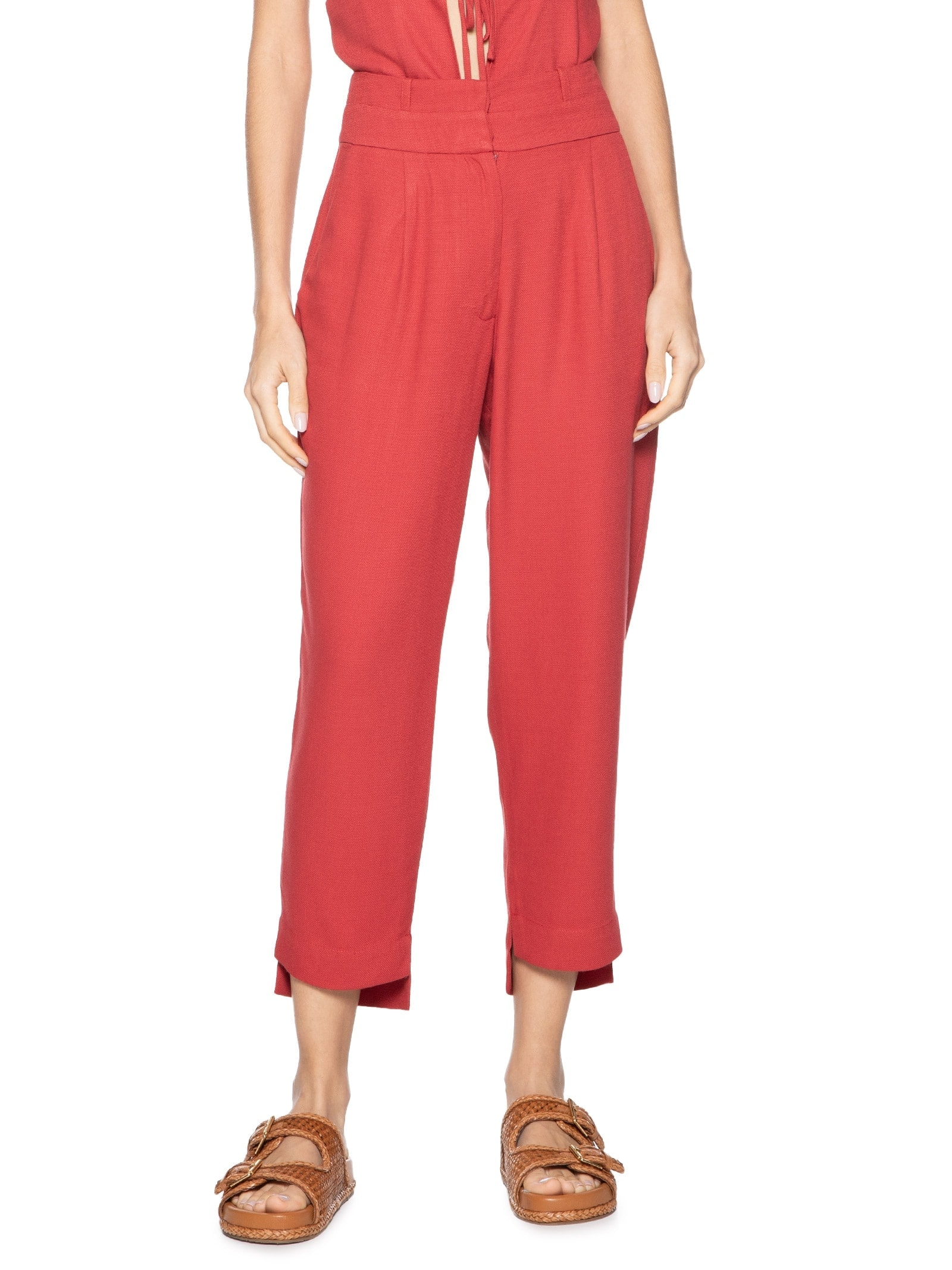 Calça Feminina Cós Duplo Vermelho Dress To