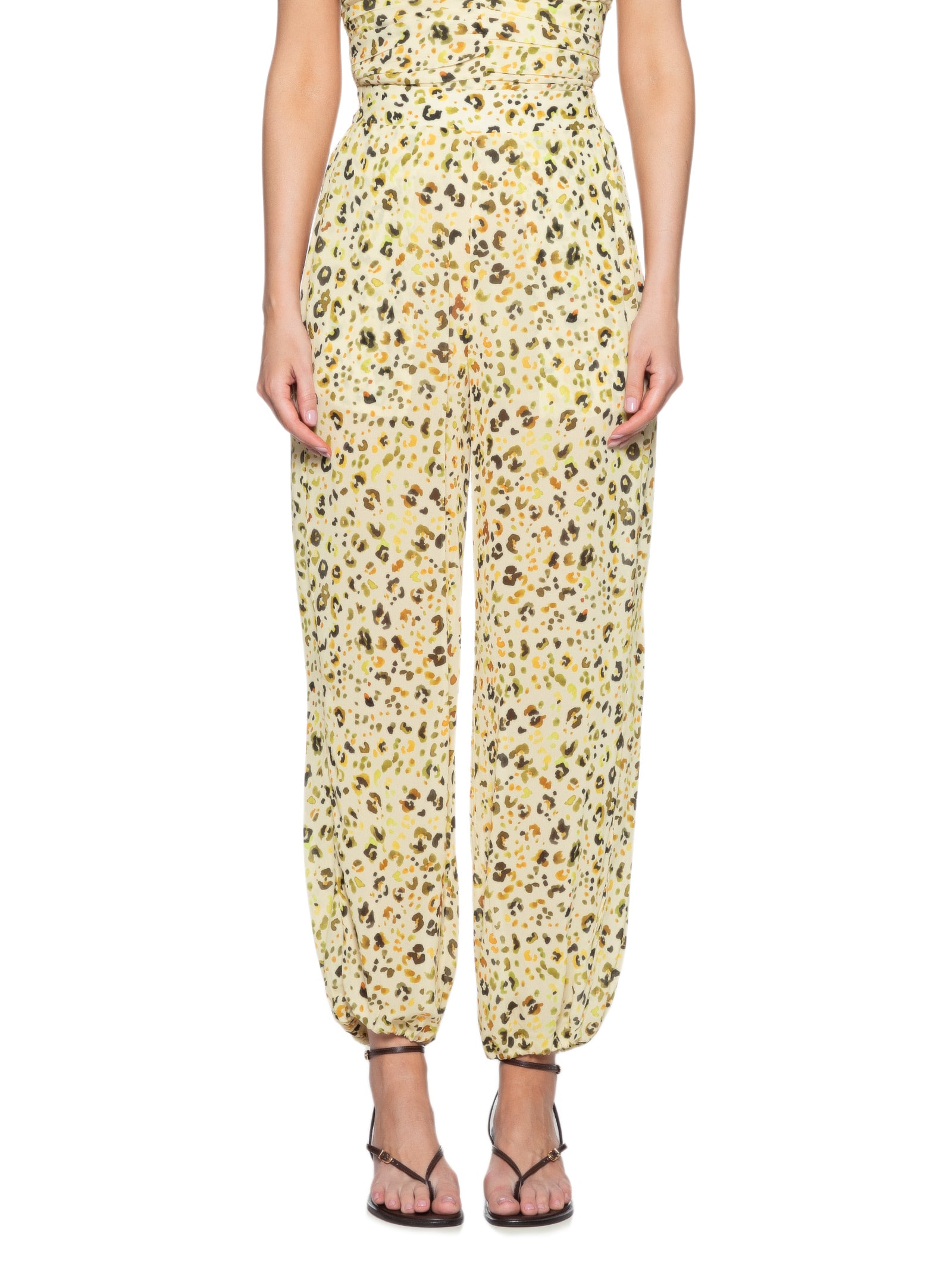 Calça Feminina Cós Elástico Aquarela Biscoito Amarelo Animale