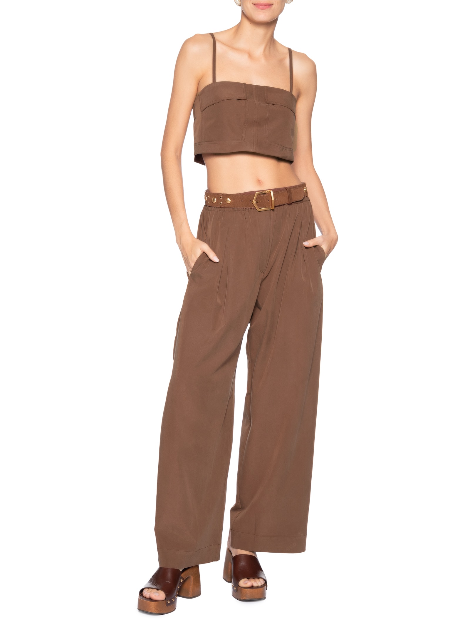 Calça Feminina Cós Elástico Choco Marrom Animale