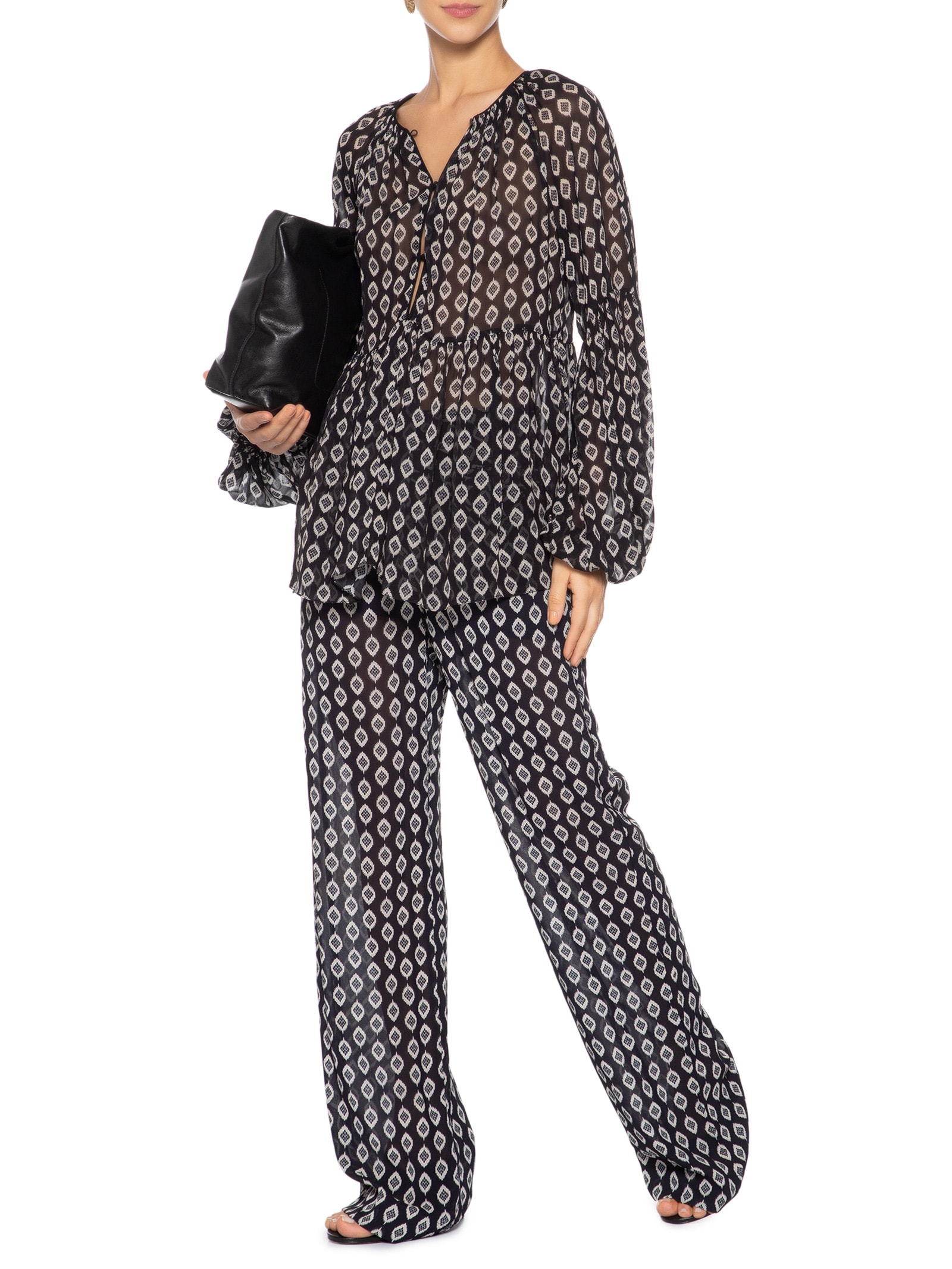 Calça Feminina Cós Franzido Pin Preto Animale