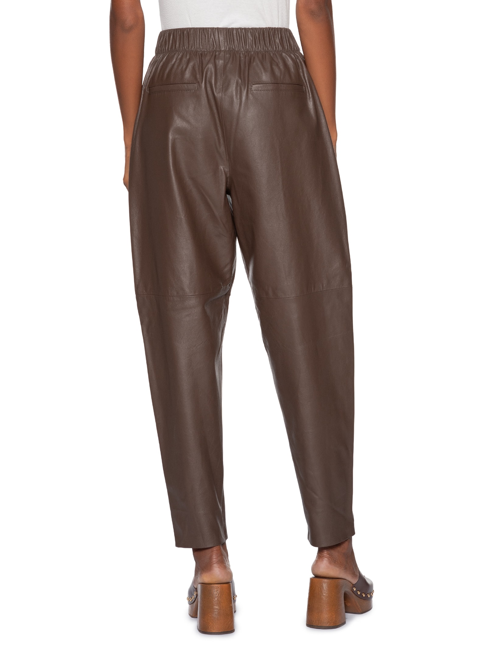 Calça Feminina Couro Balloon Marrom Studio Kalline