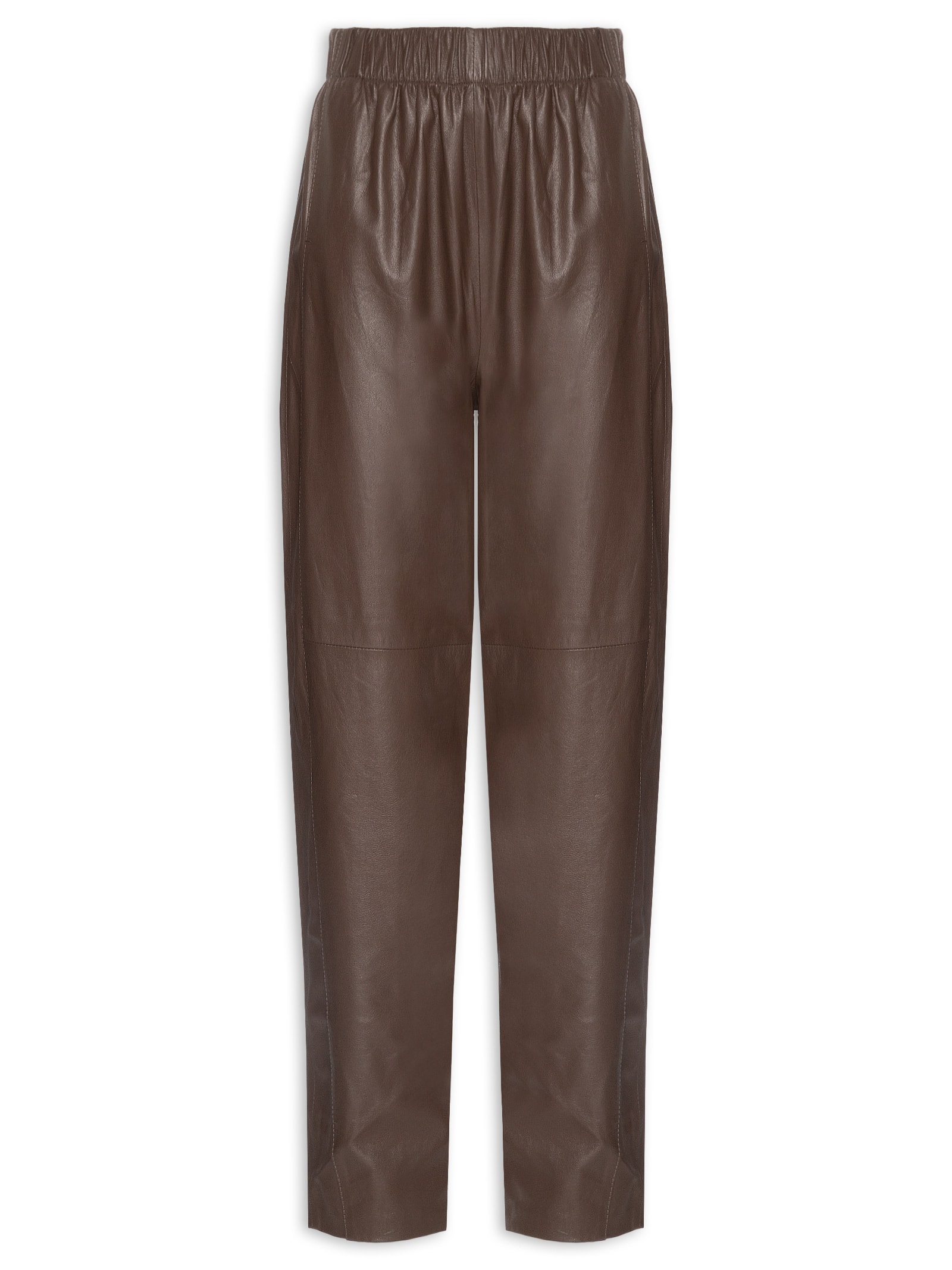 Calça Feminina Couro Balloon Marrom Studio Kalline