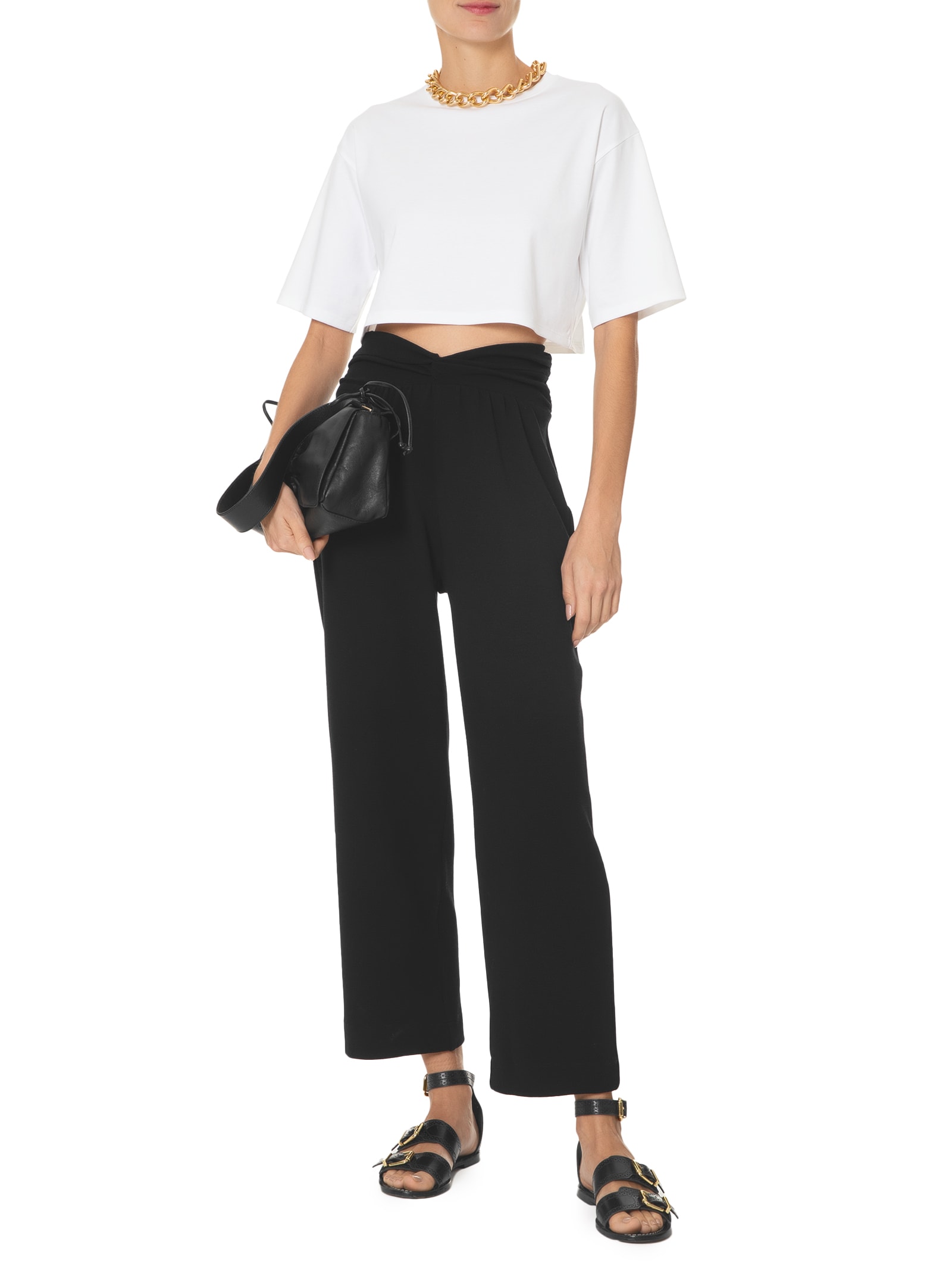 Calça Feminina Crepe Cós Torcido Preto Animale