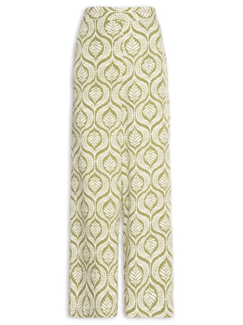 Calça Feminina Crepe Estampa Jardim – Verde