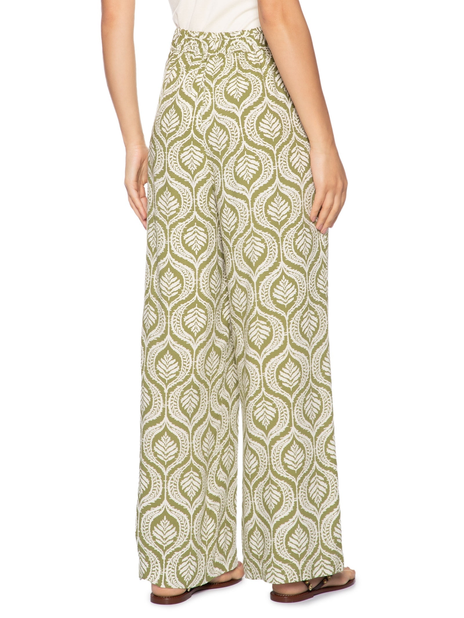 Calça Feminina Crepe Estampa Jardim Verde Dress To