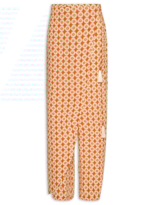 Calça Feminina Crepe Estampa Melissa – Laranja