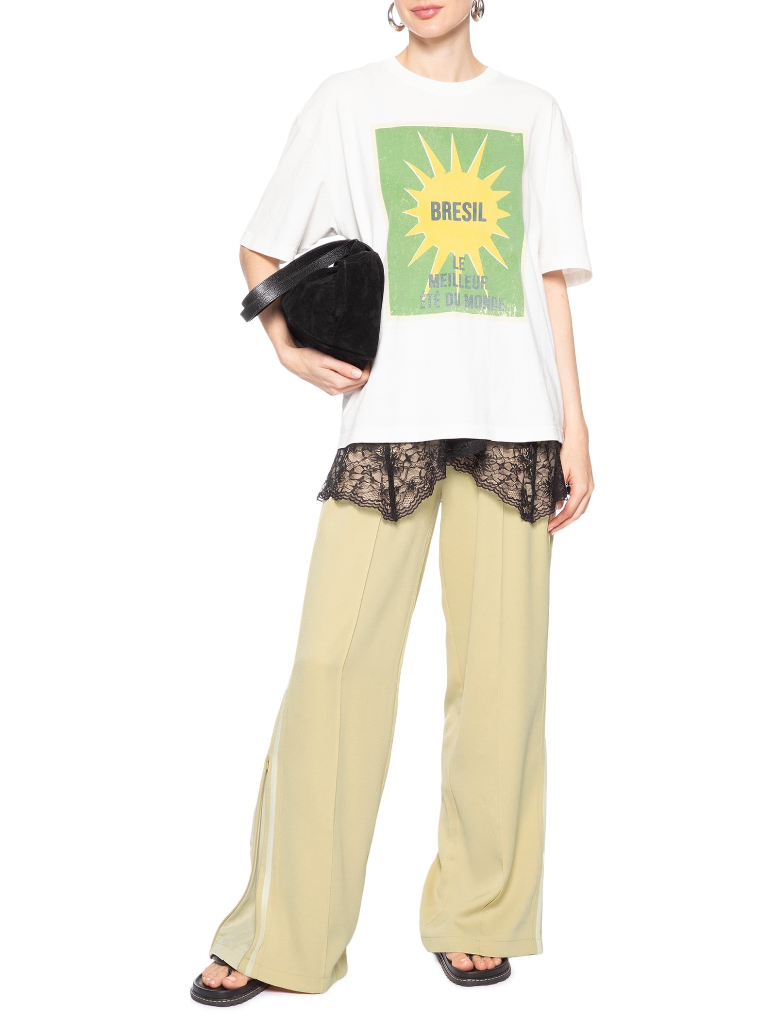 Calça Feminina Crepe Listra Lateral Amarelo Animale Jeans
