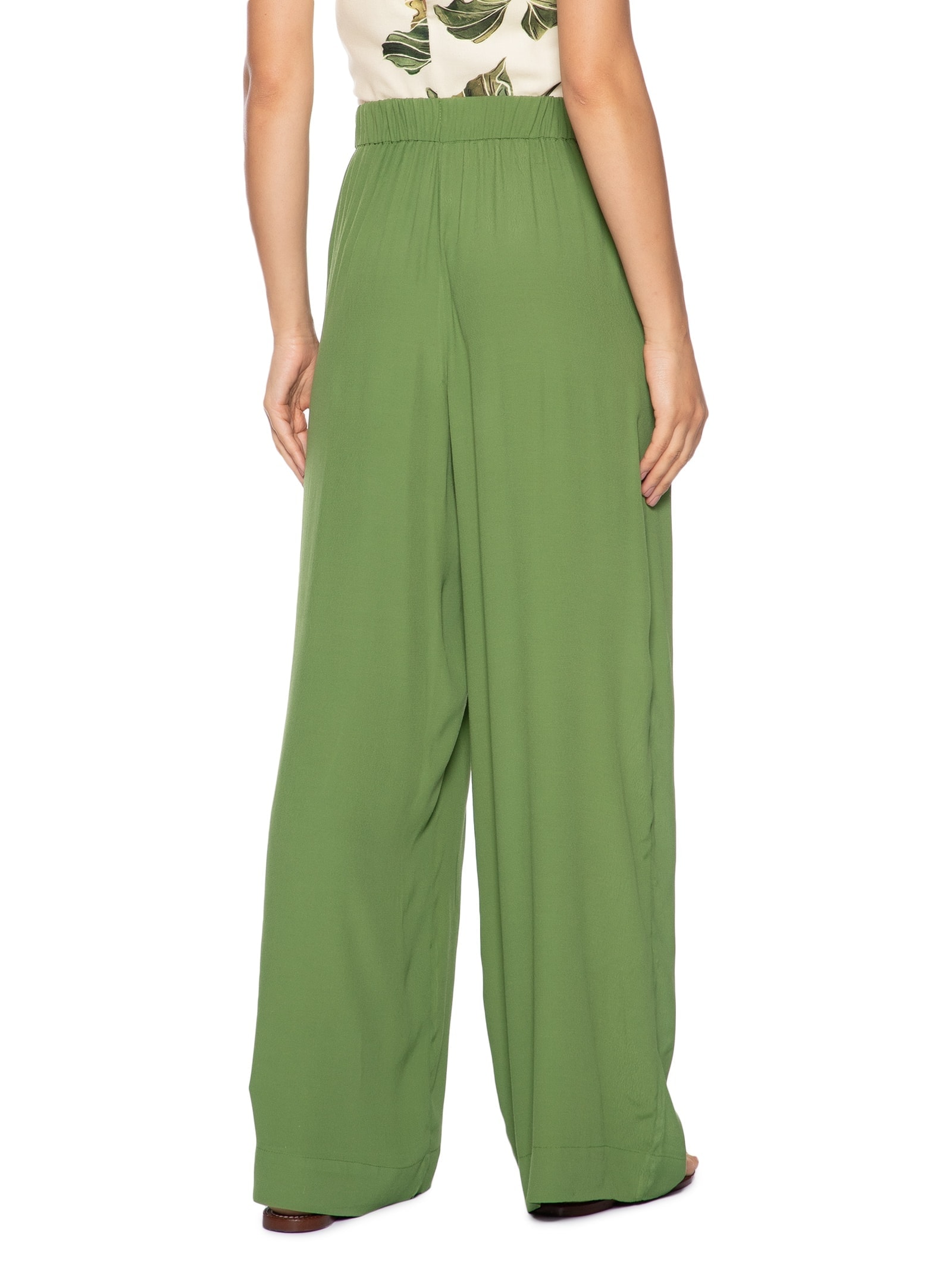 Calça Feminina Crepe Pantalona Verde Dress To