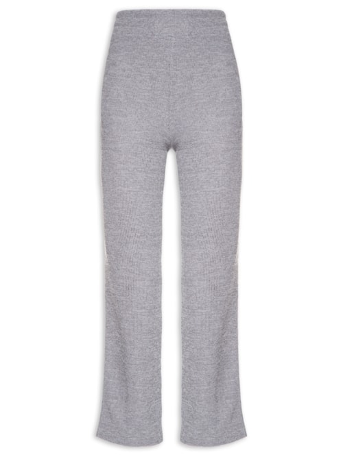 Calça Feminina Cropped Flare Tricot – Cinza