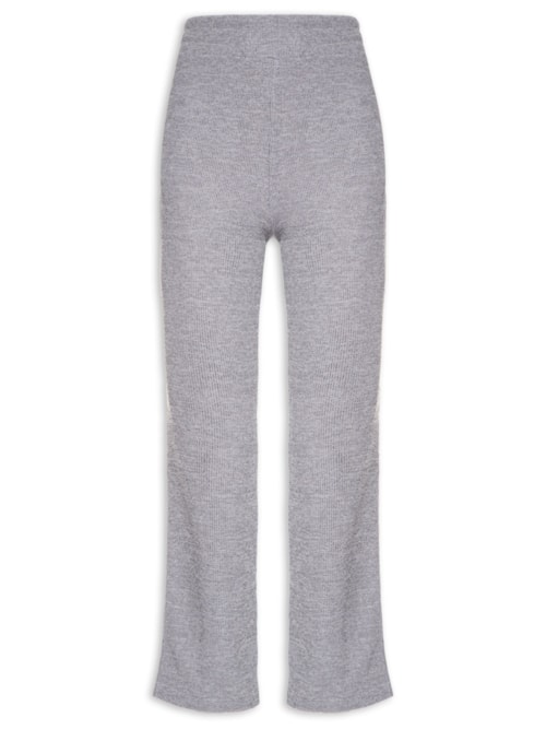 Calça Feminina Cropped Flare Tricot - Cinza