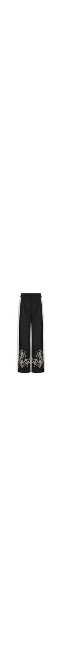 Calça Feminina Cropped Linho Bordado Floral - Preto