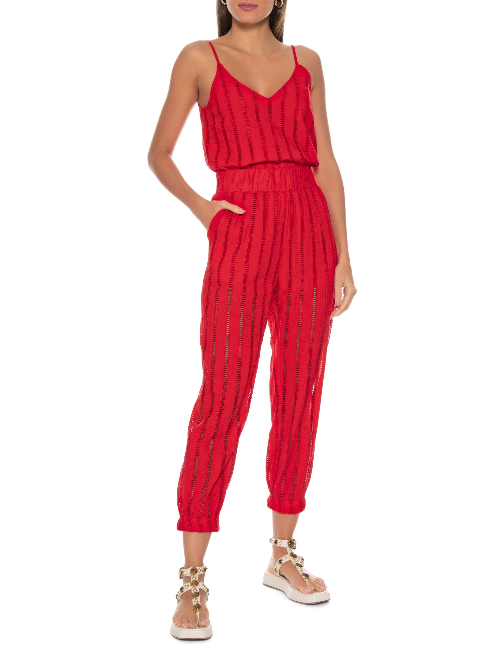 Calça Feminina Cropped Vermelho Hering