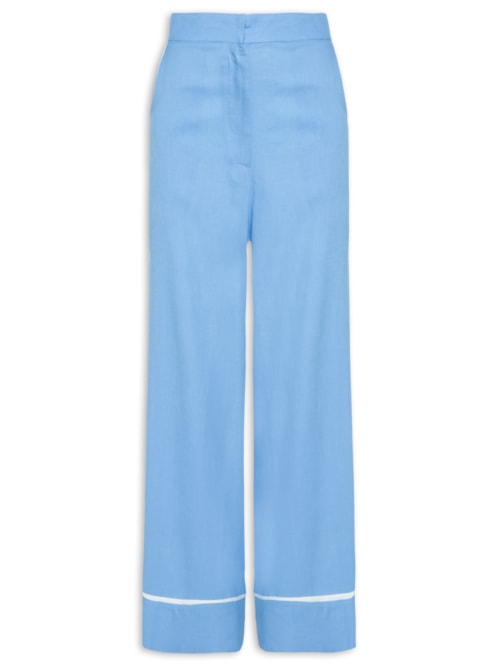 Calça Feminina Cropped Viés Contrastante - Azul