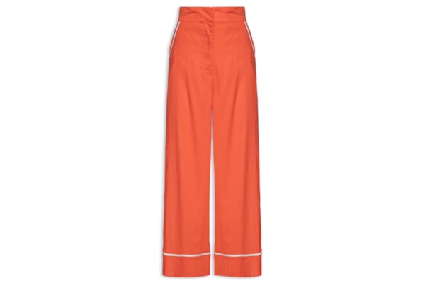 Calça Feminina Cropped Viés Contrastante - Vermelho