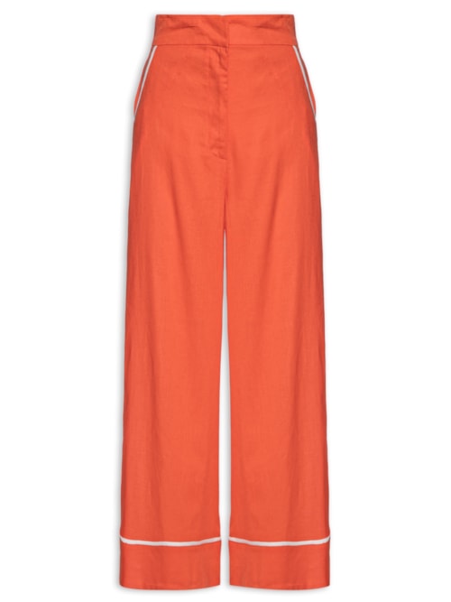 Calça Feminina Cropped Viés Contrastante – Vermelho