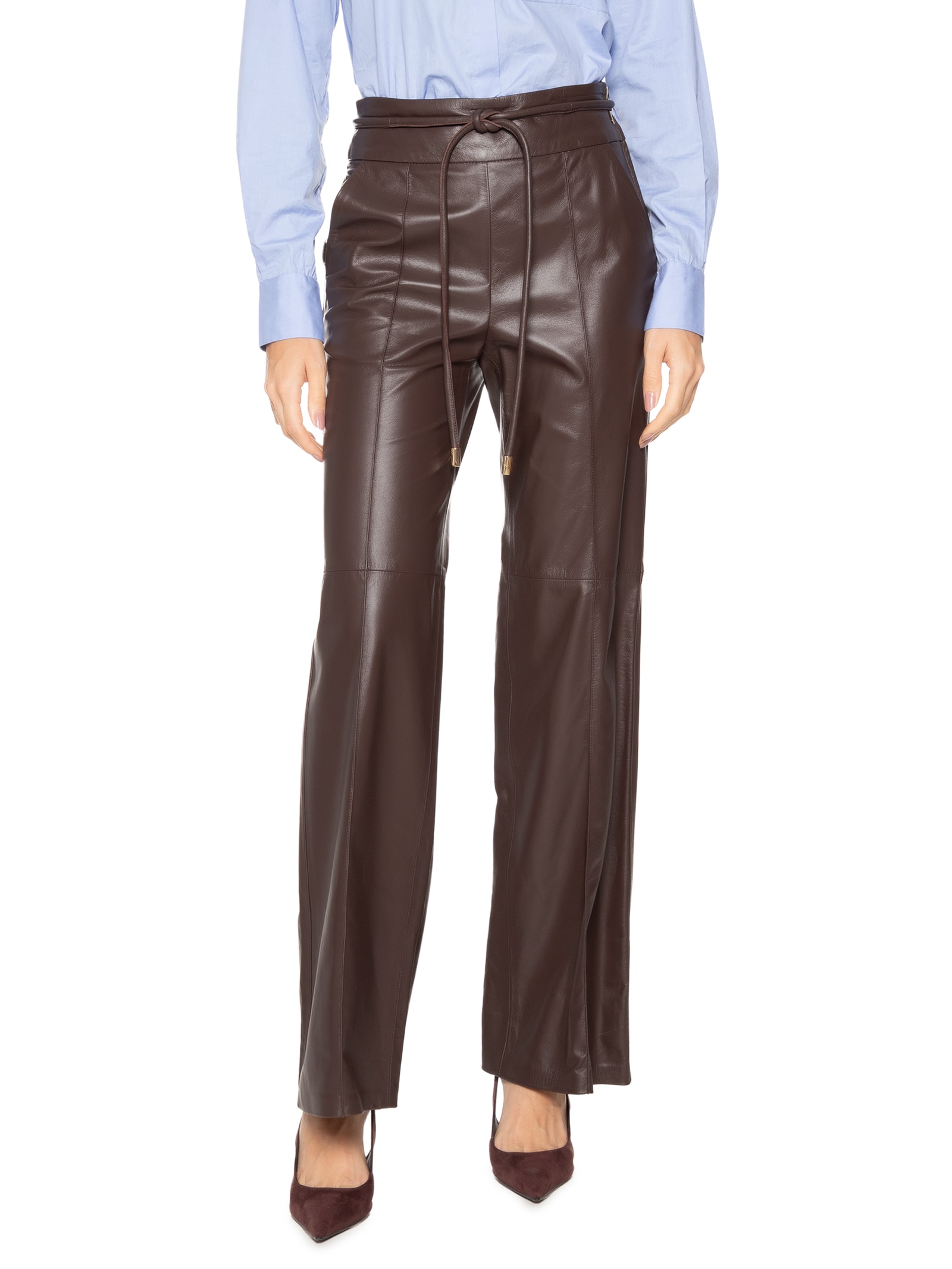 Calça Feminina Dandara Couro Marrom Le Lis