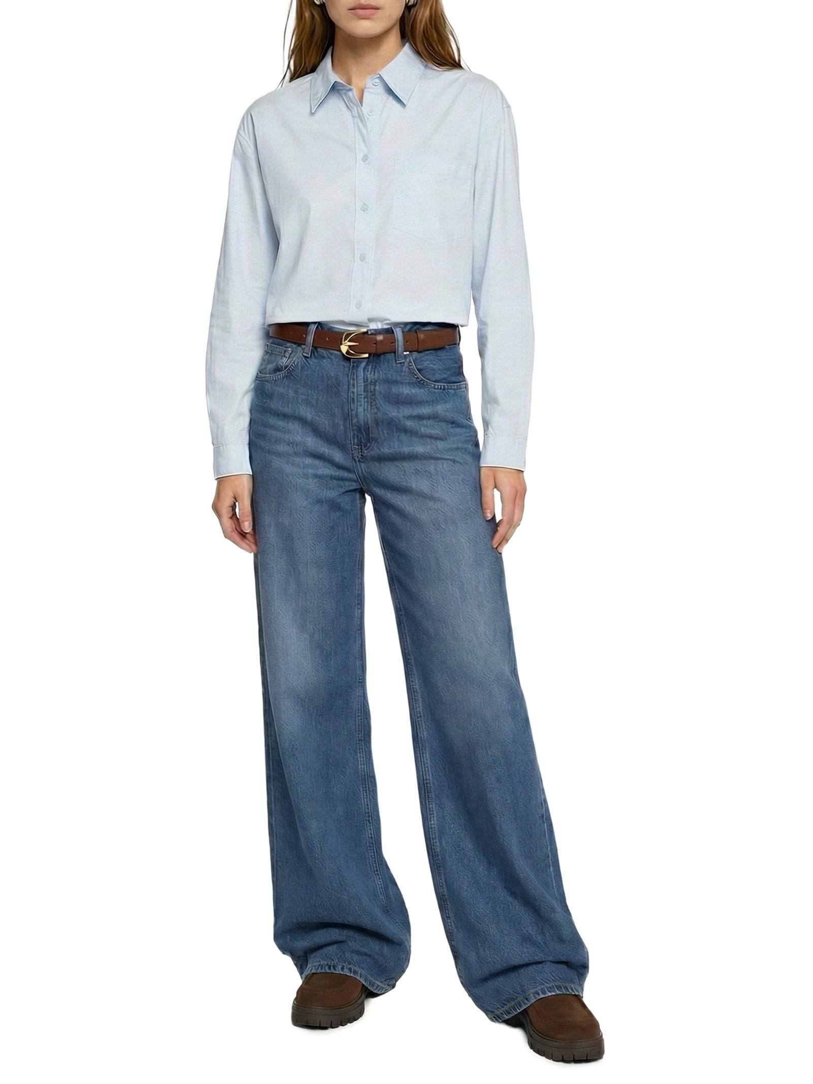 Calça Feminina Dark Wide Leg Azul Tommy Hilfiger