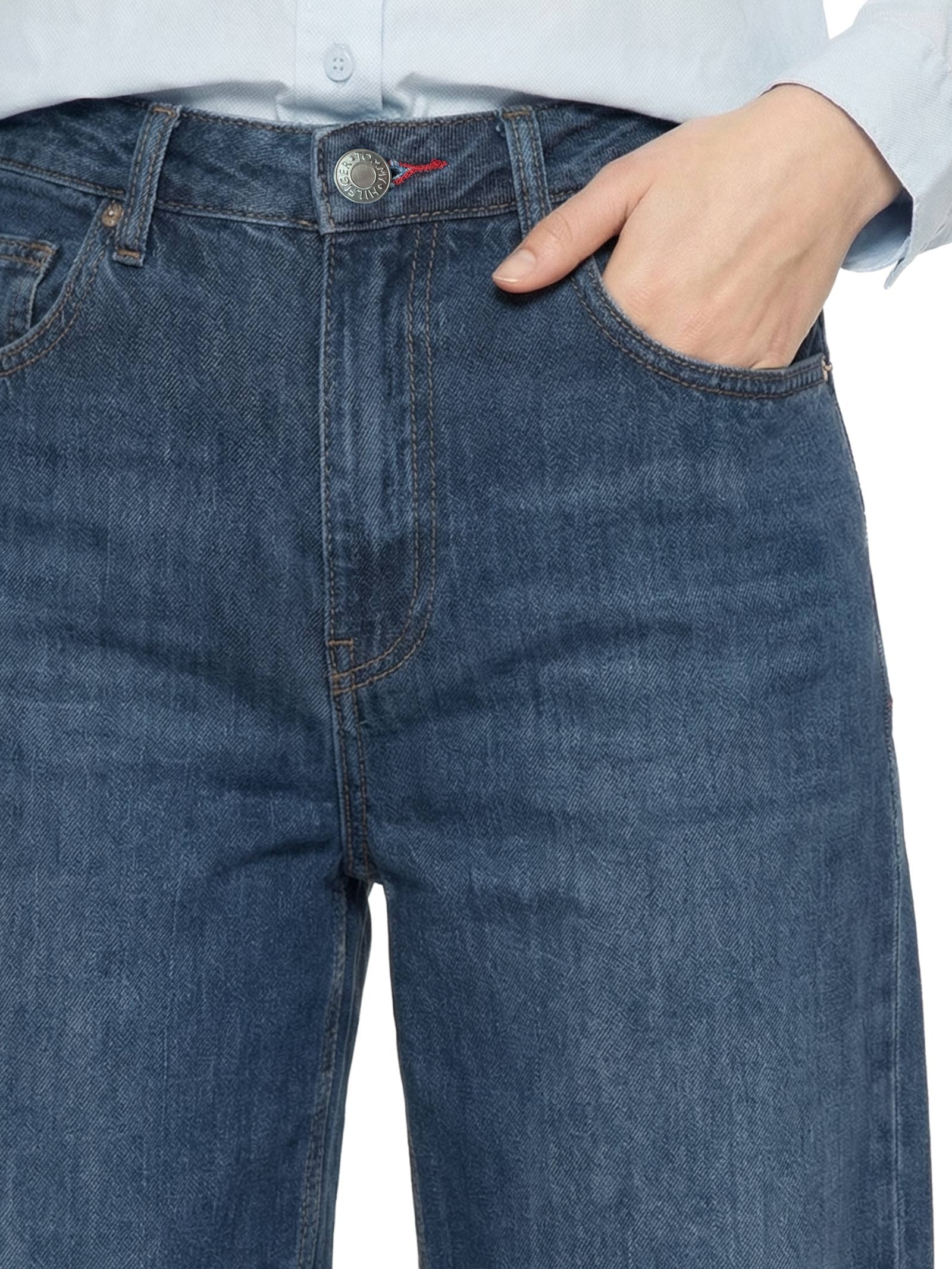 Calça Feminina Dark Wide Leg Azul Tommy Hilfiger