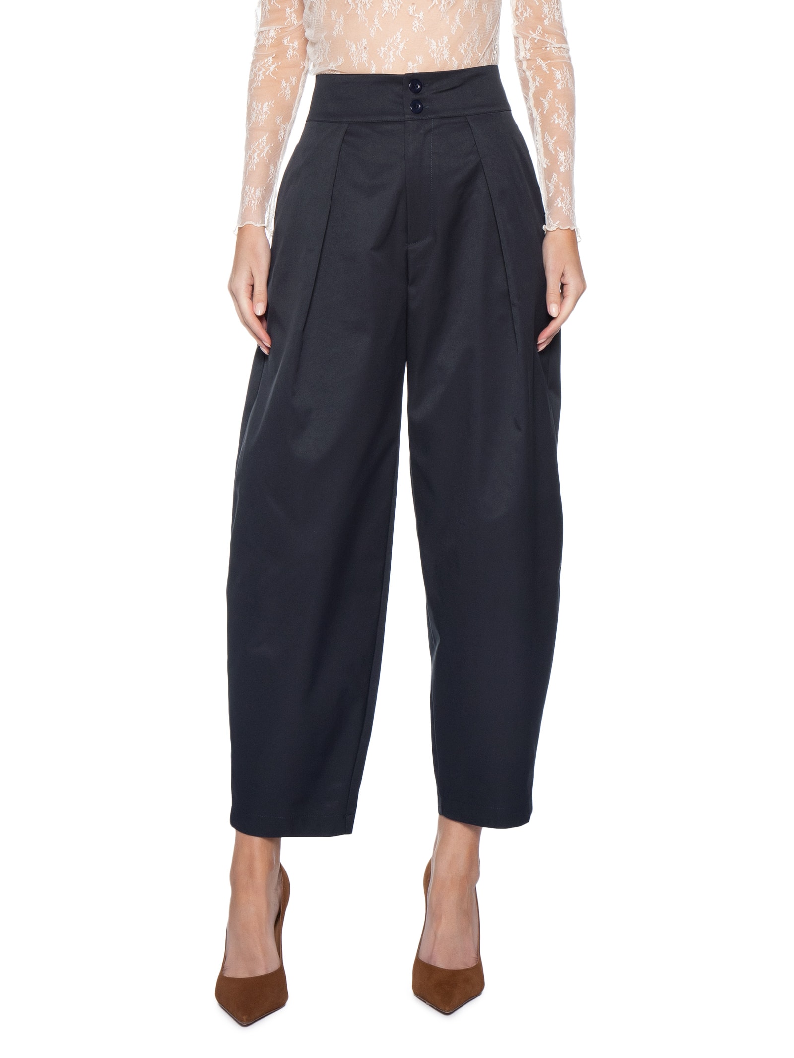Calça Feminina De Alfaiataria Balloon Azul Market 33