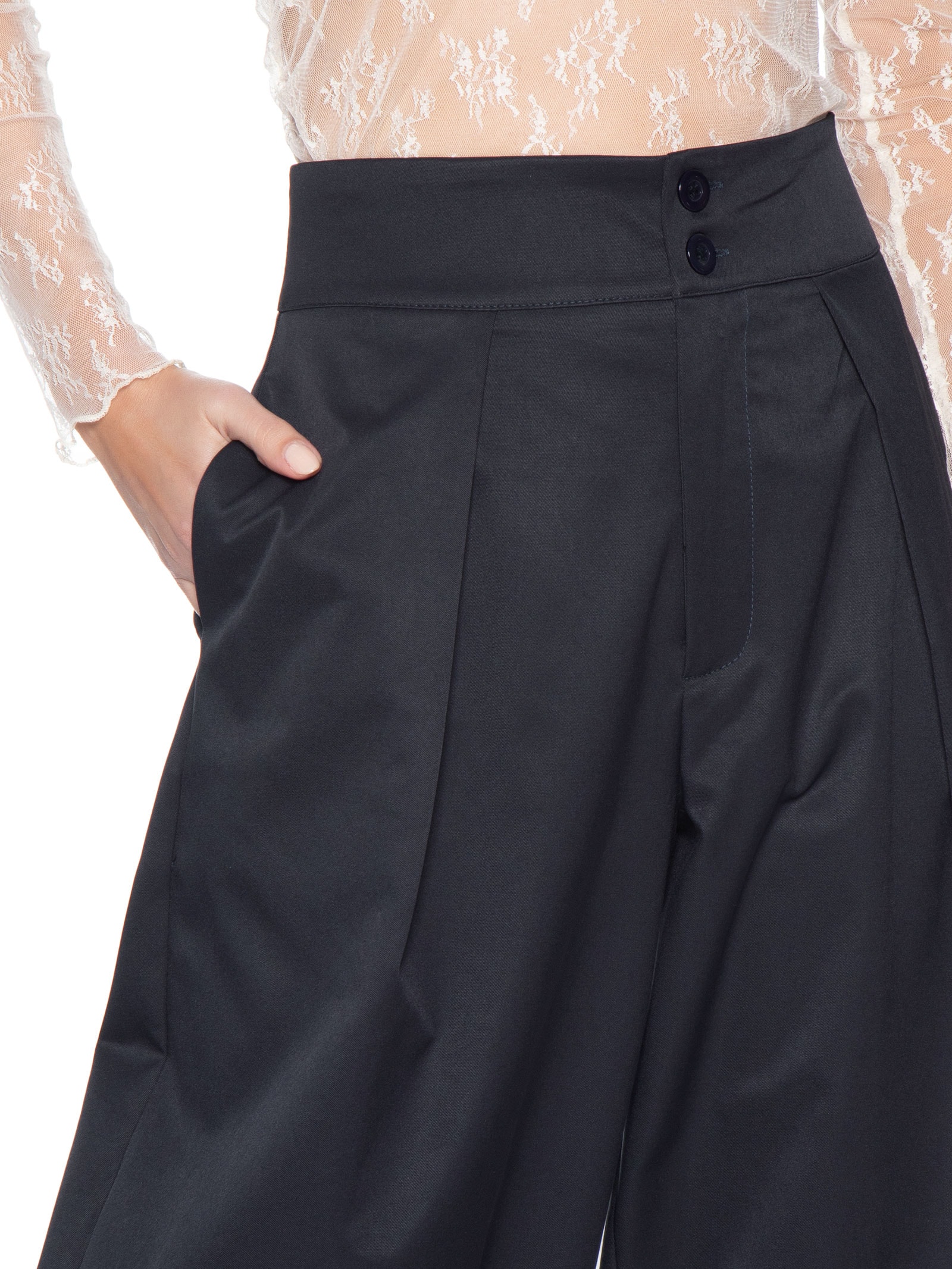 Calça Feminina De Alfaiataria Balloon Azul Market 33