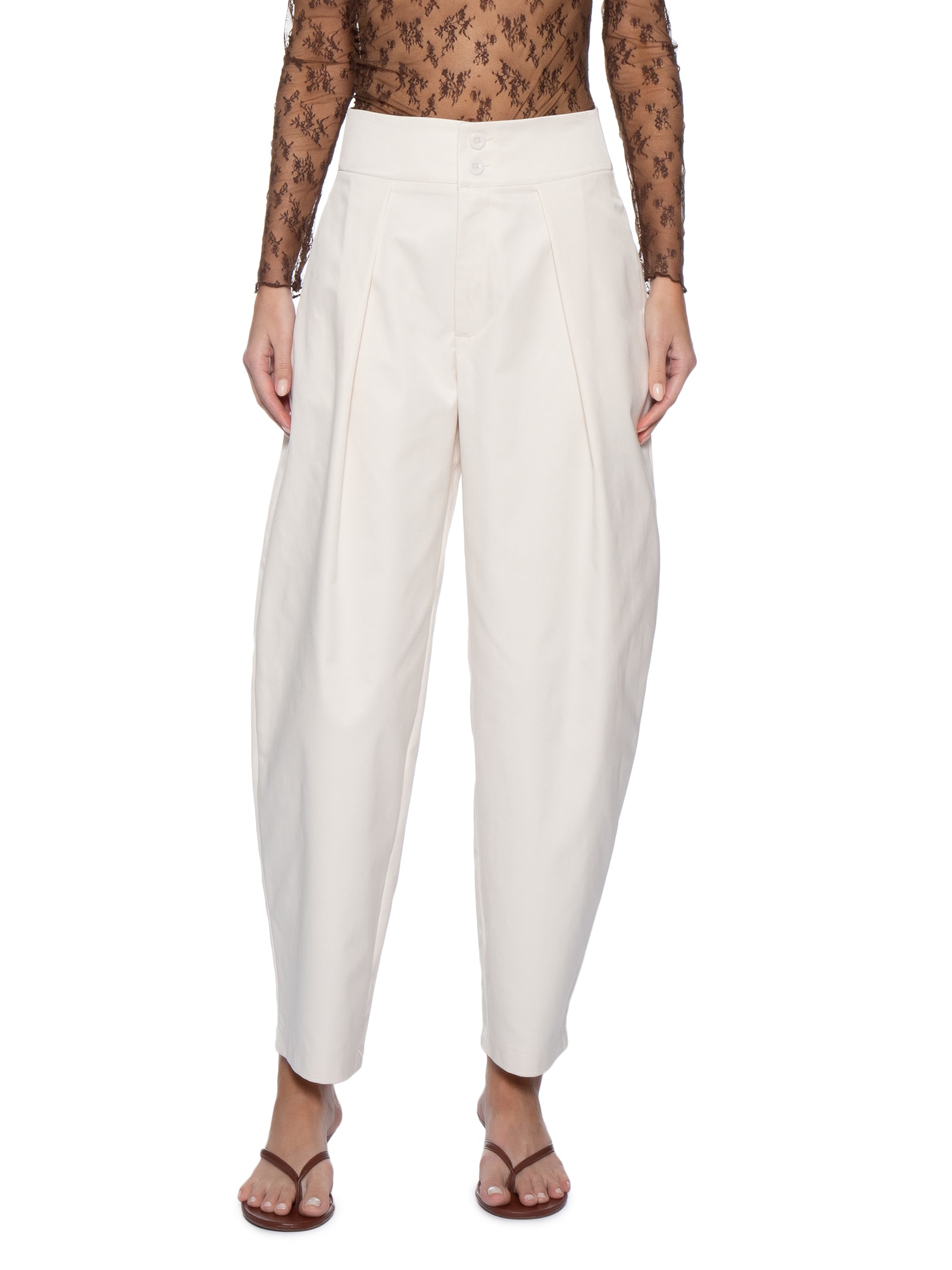 Calça Feminina De Alfaiataria Balloon Bege Market 33
