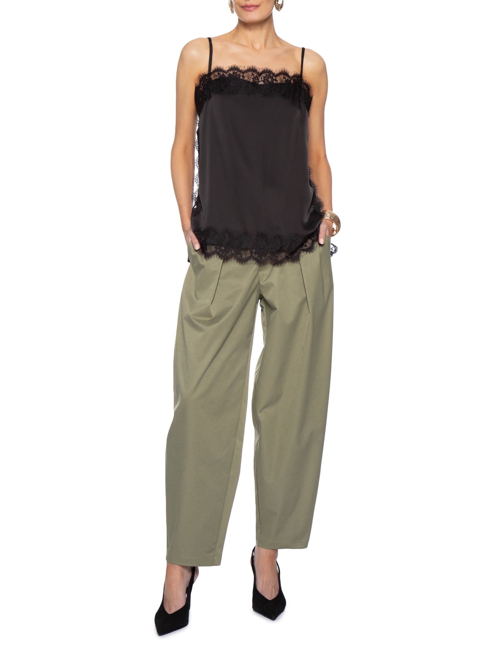 Calça Feminina De Alfaiataria Balloon Verde Market 33