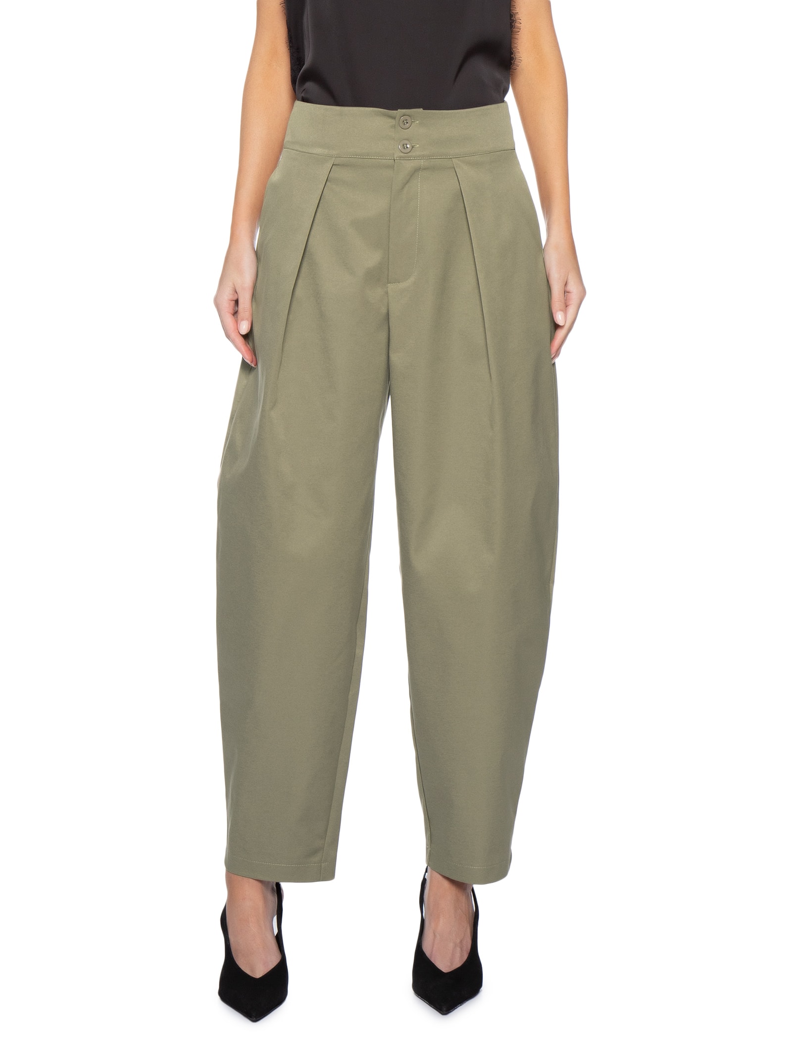 Calça Feminina De Alfaiataria Balloon Verde Market 33