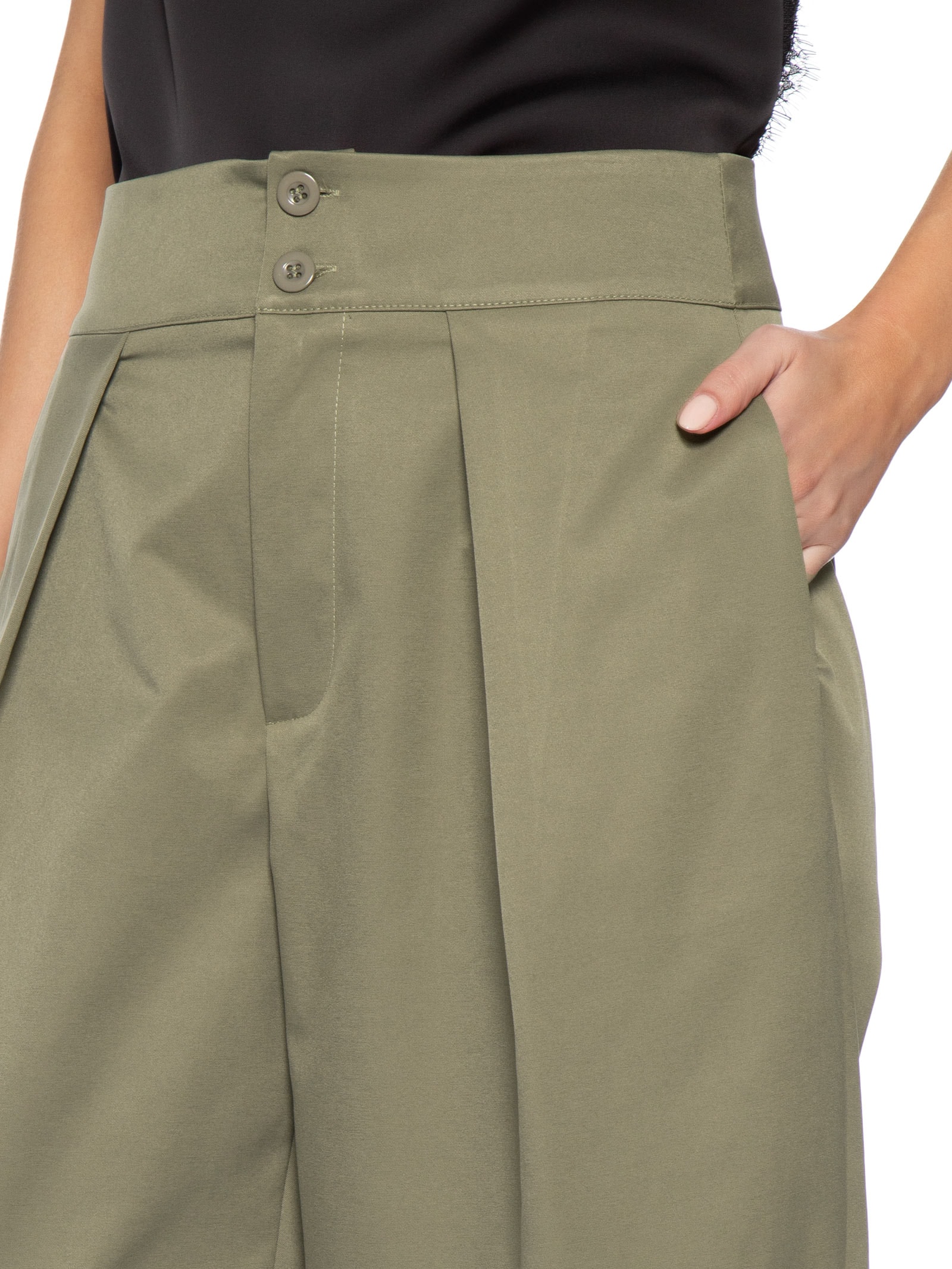 Calça Feminina De Alfaiataria Balloon Verde Market 33