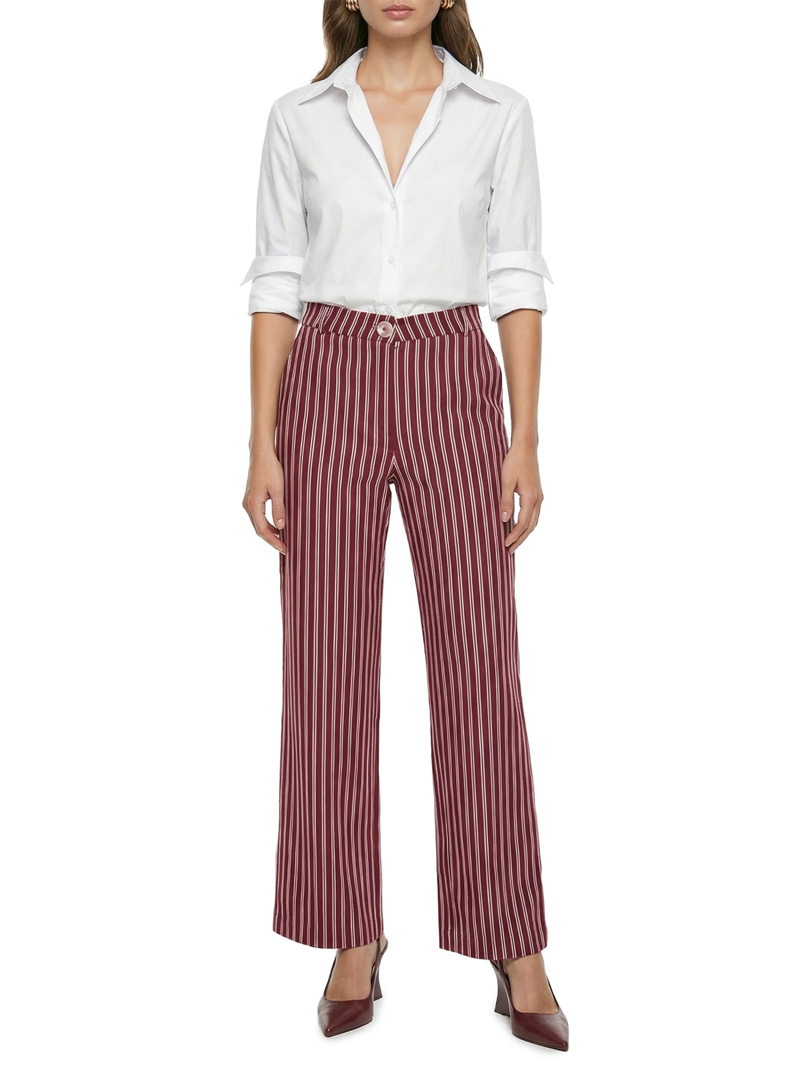 Calça Feminina De Alfaiataria Estampada Vermelho Lança Perfume