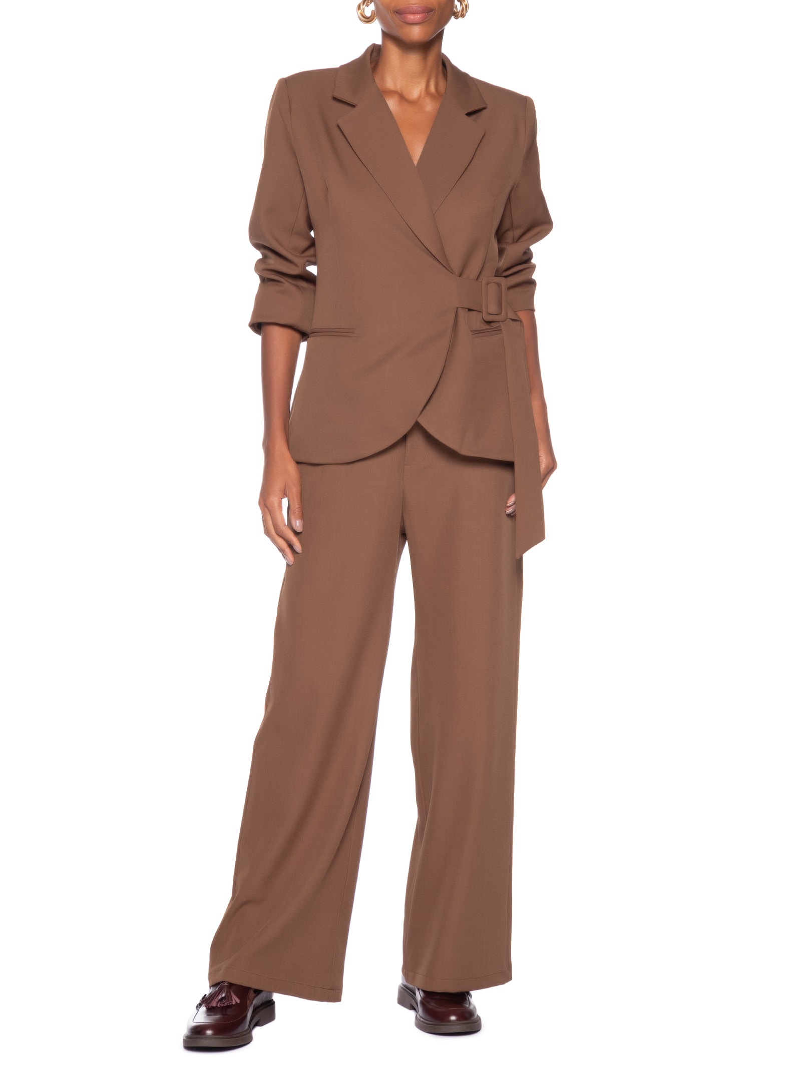 Calça Feminina  de Alfaiataria – Marrom Basiq